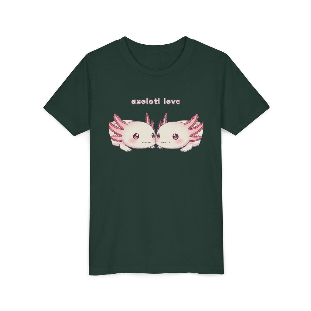 Youth Tee — 'Axolotl Love' Cute Kissing Axolotl Salamander Kids Shirt - Kids