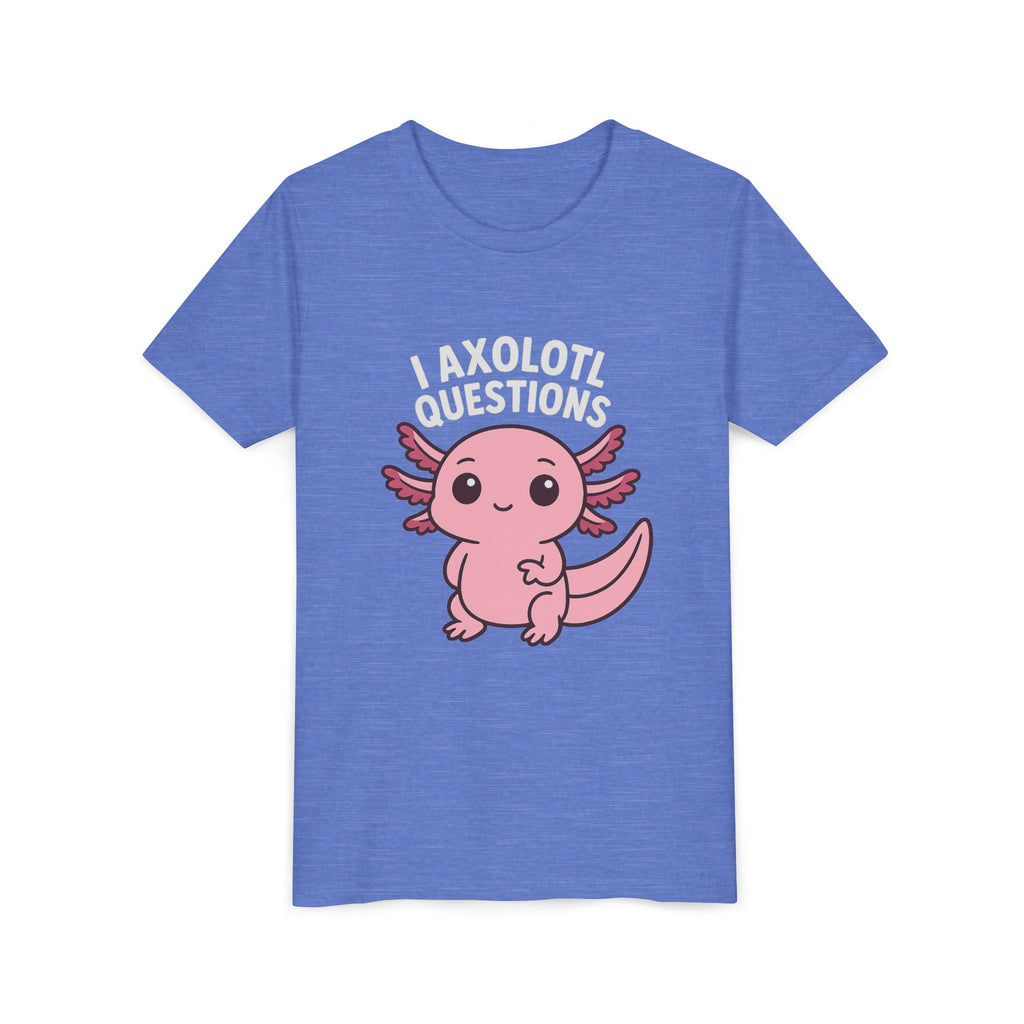 Youth Tee — Cute Pink Axolotl “Axolotl Questions” Kids Shirt