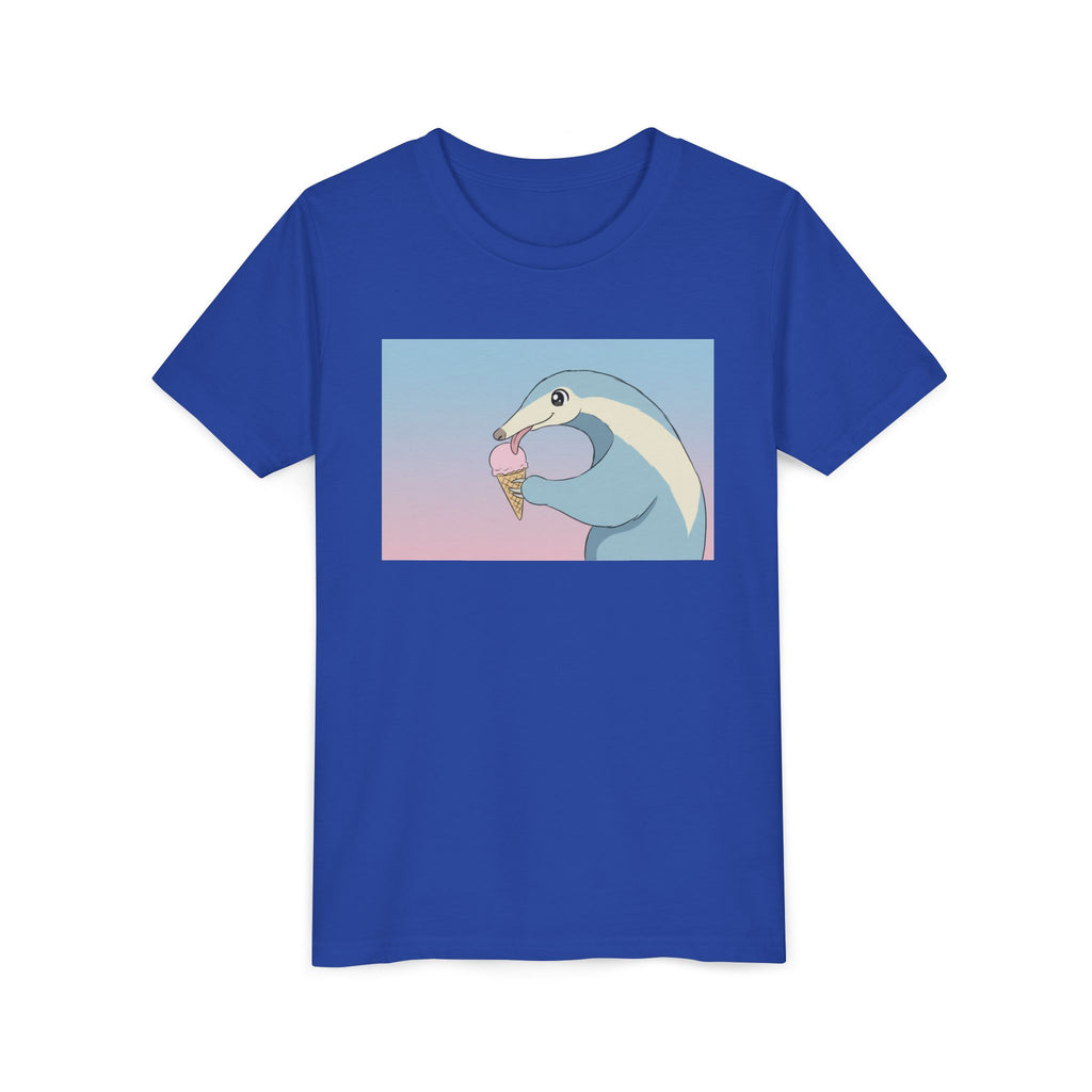Anteater Eating Ice Cream Kids Tee — Cute Pastel Animal Graphic Youth T-Shirt - Kids