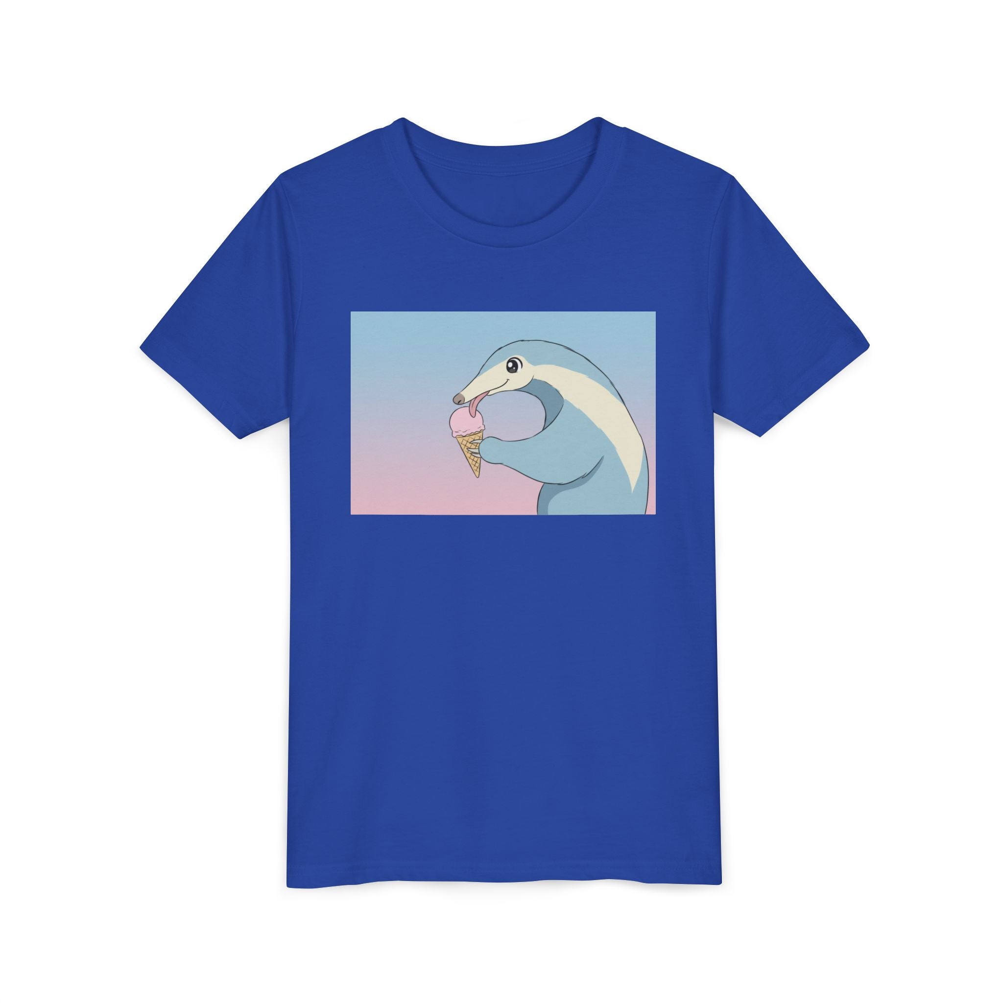 Anteater Eating Ice Cream Kids Tee — Cute Pastel Animal Graphic Youth T-Shirt - Kids