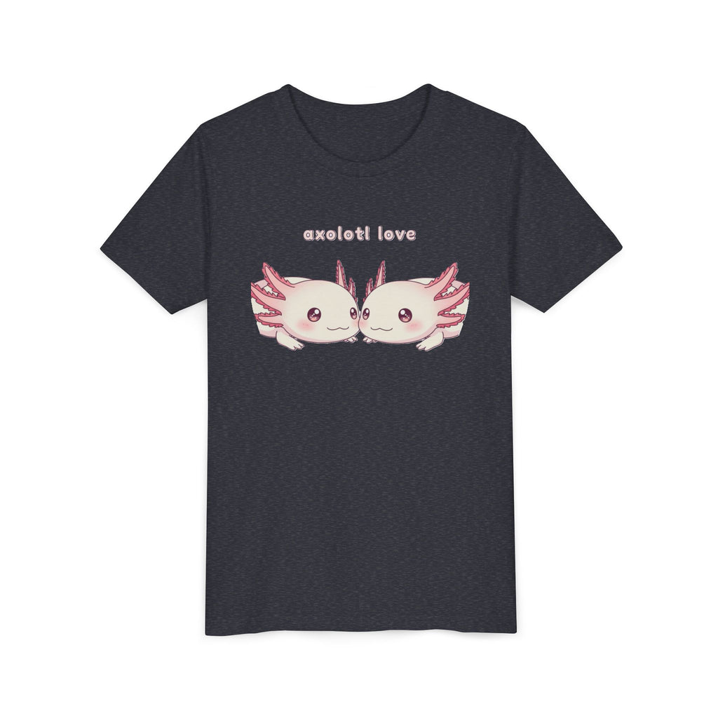 Youth Tee — 'Axolotl Love' Cute Kissing Axolotl Salamander Kids Shirt - Kids