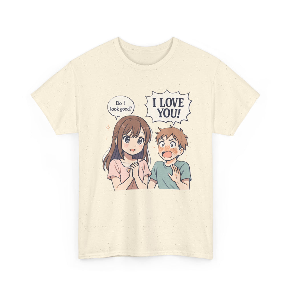 Anime Couple T‑Shirt — "Do I look good?" / "I Love You!" Cute Romance Tee - Adult