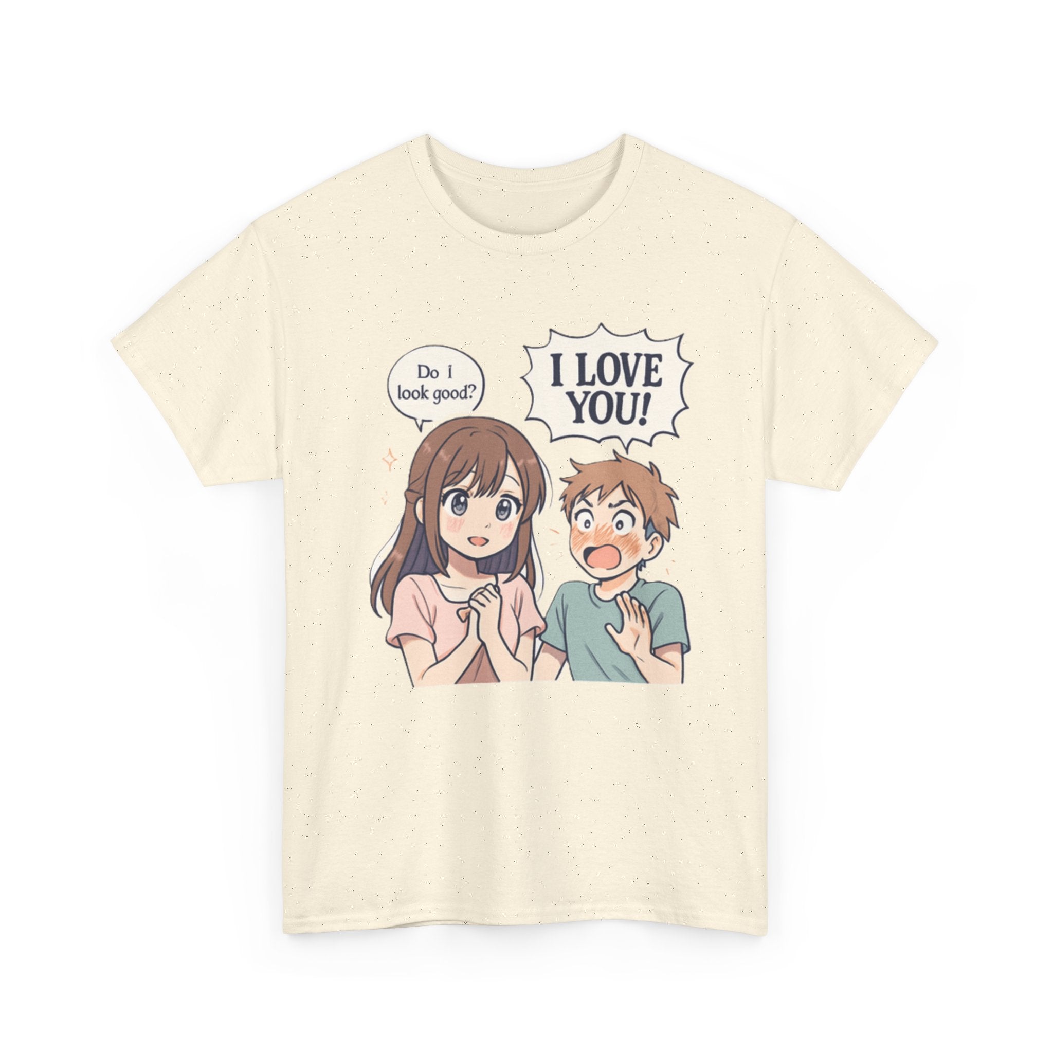 Anime Couple T‑Shirt — "Do I look good?" / "I Love You!" Cute Romance Tee - Adult