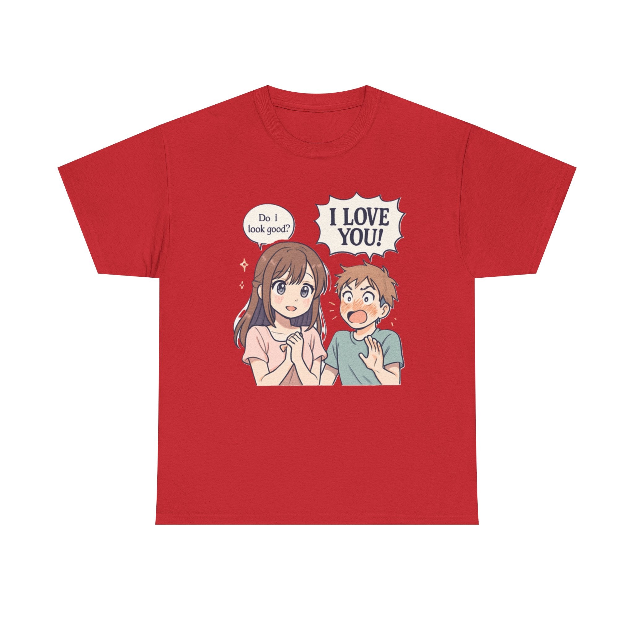 Anime Couple T‑Shirt — "Do I look good?" / "I Love You!" Cute Romance Tee - Adult