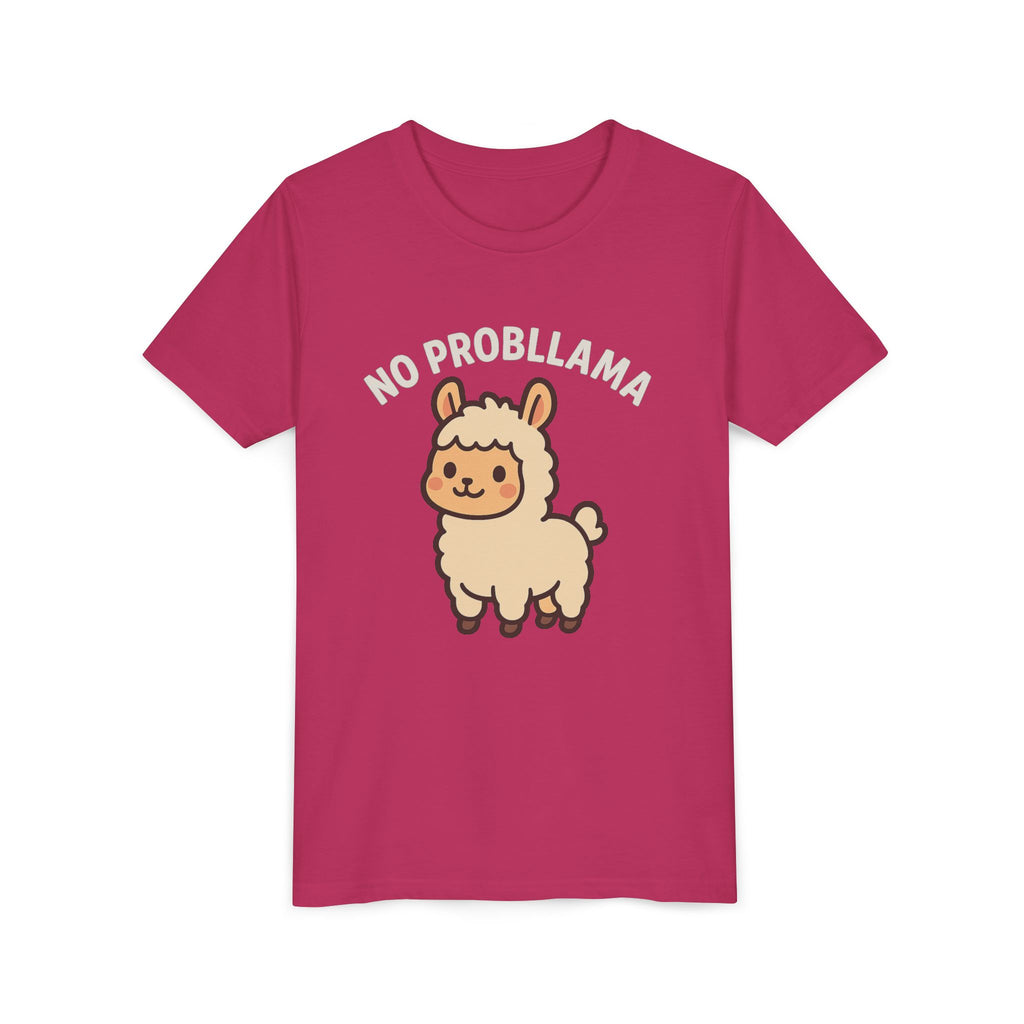 No Probllama Youth Tee – Cute Llama Kids Short Sleeve Shirt