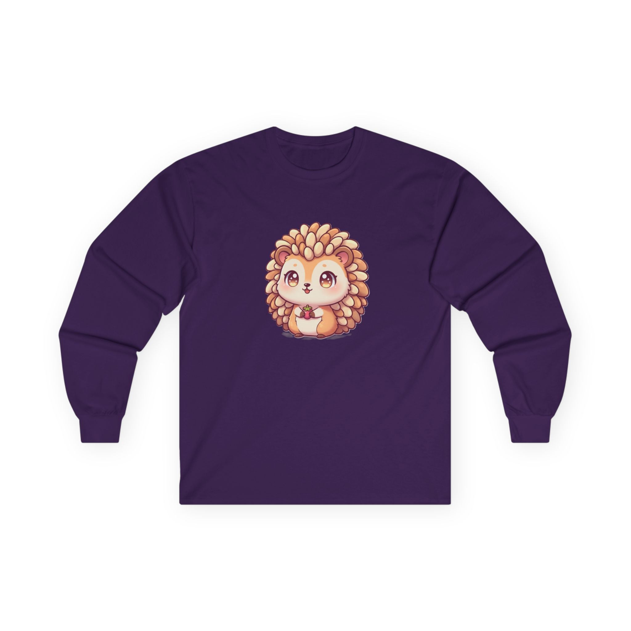 Cute Hedgehog Long Sleeve Tee — Adorable Kawaii Animal Shirt - Adult