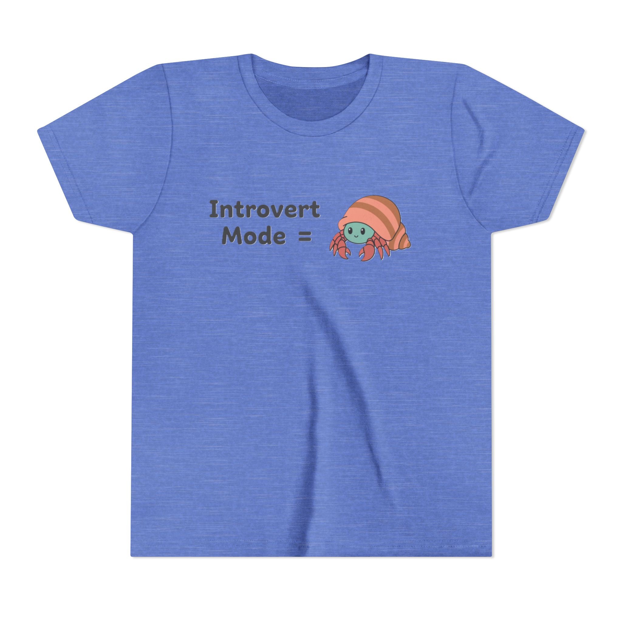 Introvert Mode Kids Tee — Cute Hermit Crab Graphic Youth Shirt