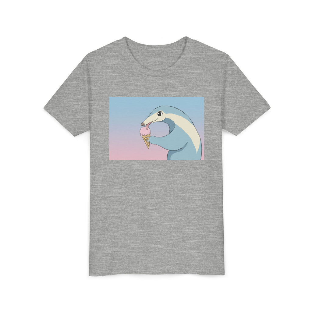 Anteater Eating Ice Cream Kids Tee — Cute Pastel Animal Graphic Youth T-Shirt - Kids