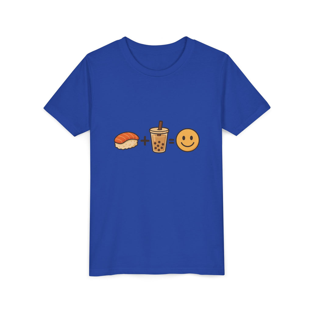 Youth Tee — Sushi + Bubble Tea = Happy Emoji Kids Shirt