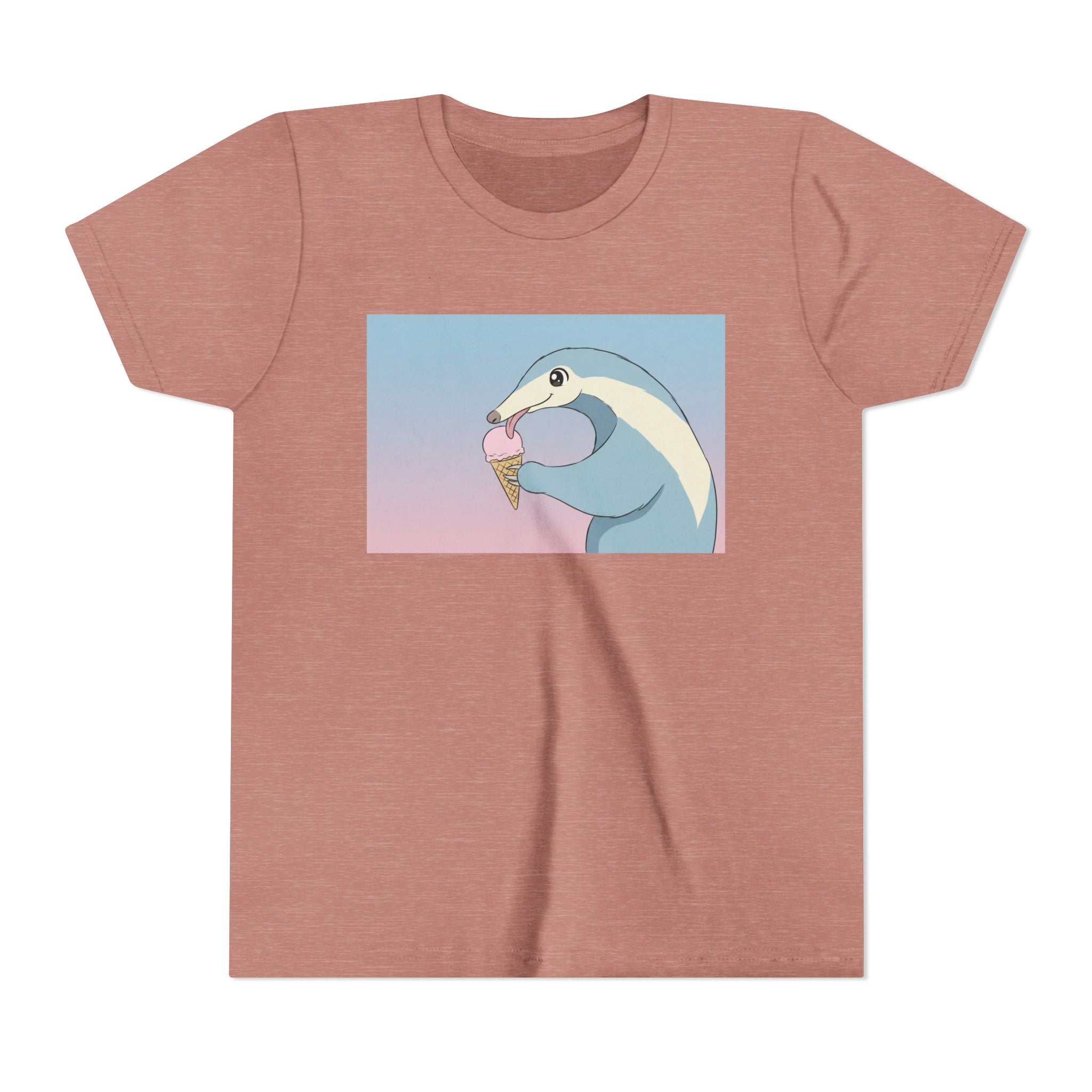Anteater Eating Ice Cream Kids Tee — Cute Pastel Animal Graphic Youth T-Shirt - Kids
