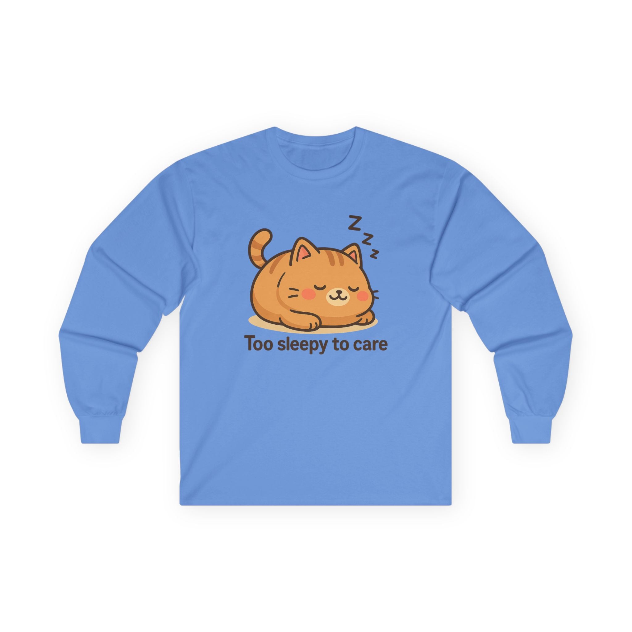 Too Sleepy to Care Cat Long Sleeve Tee - Adult
