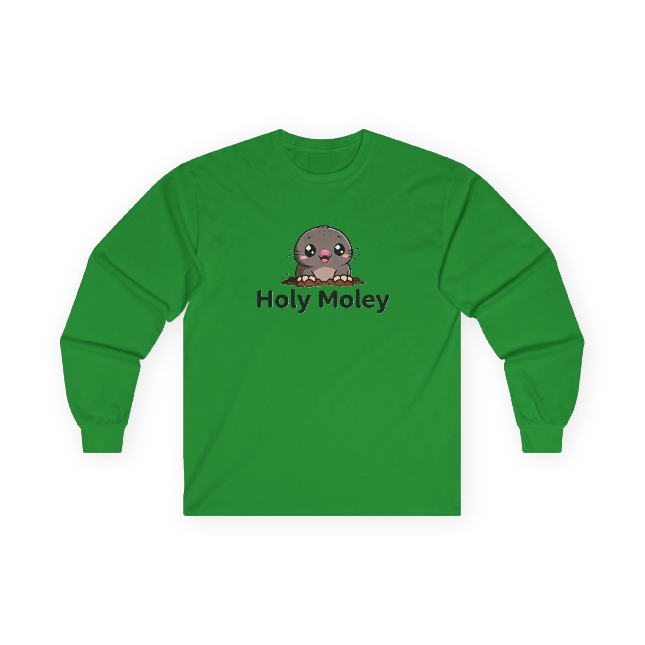 Holy Moley Cute Mole Long Sleeve Tee — Funny Animal Graphic Shirt - Adult