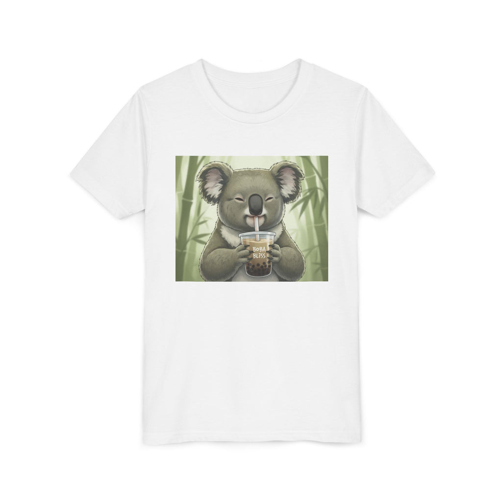 Kids Koala Boba Tea Time T‑Shirt — Cute Koala Drinking Bubble Tea Youth Tee - Kids