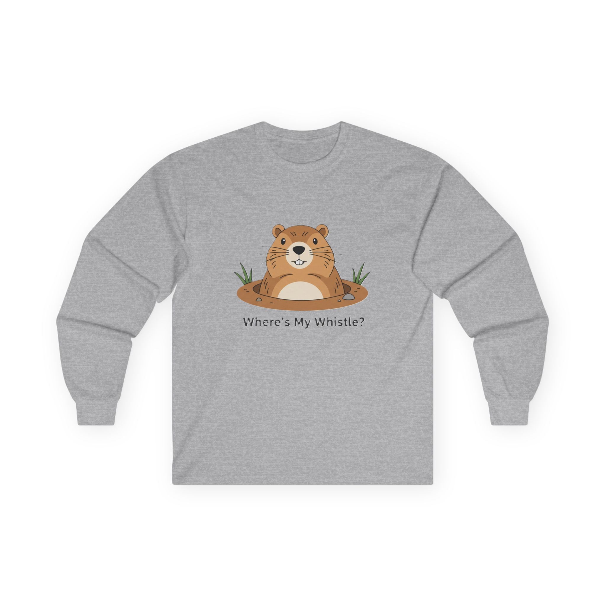 Groundhog 'Where's My Whistle?' Long Sleeve Whistle Pig Tee - Adult