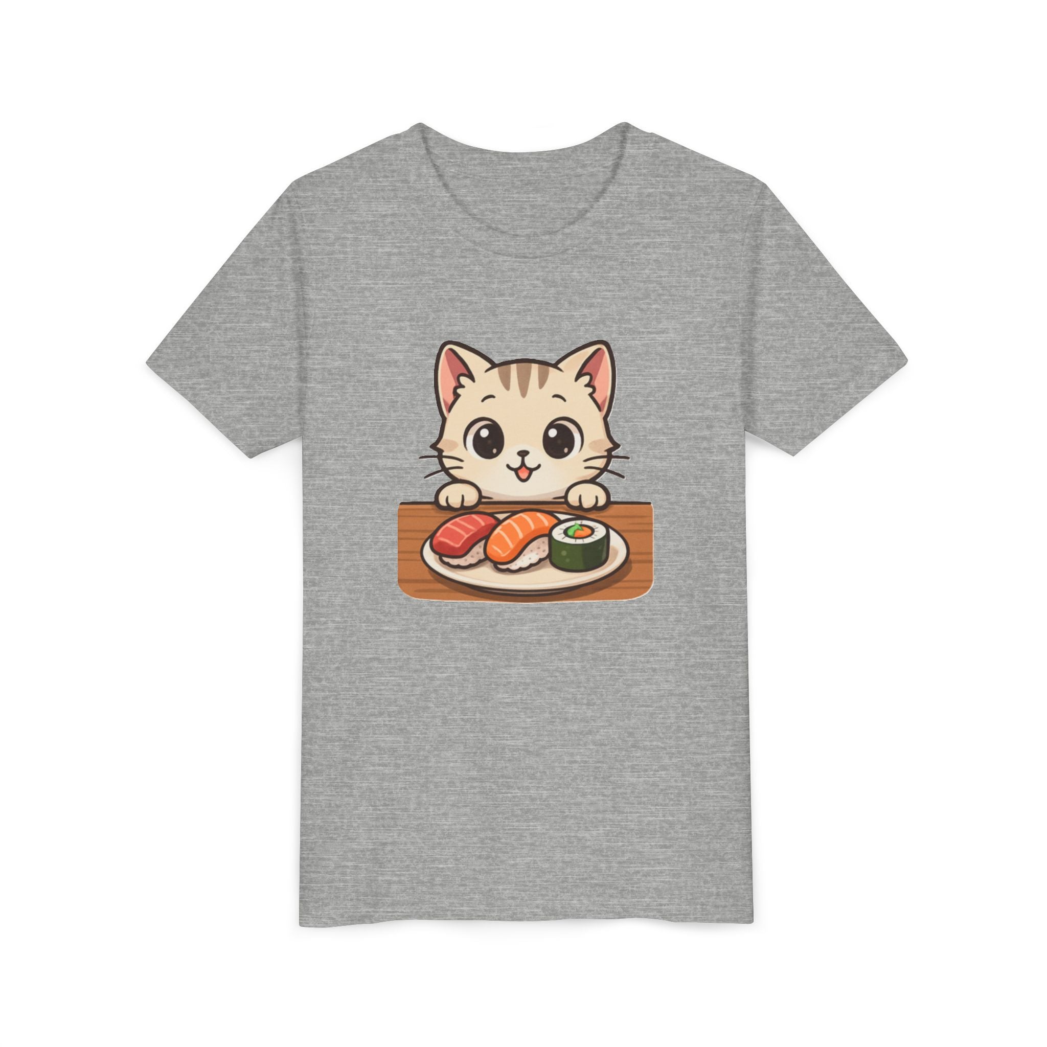 Kids Sushi Cat T-Shirt — Cute Kitty Eating Sushi Youth Tee