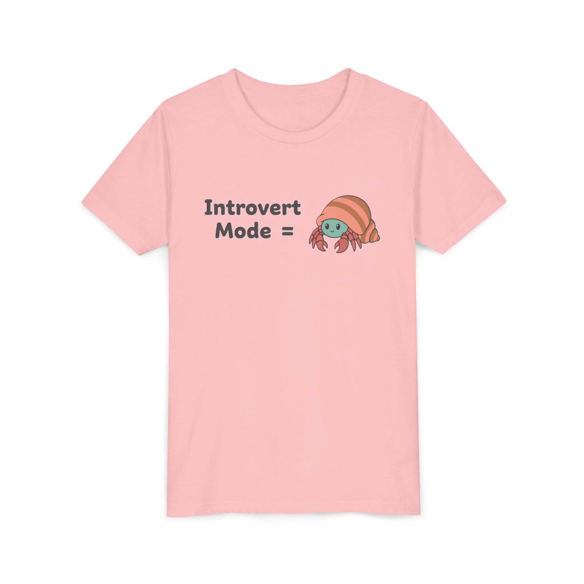 Introvert Mode Kids Tee — Cute Hermit Crab Graphic Youth Shirt