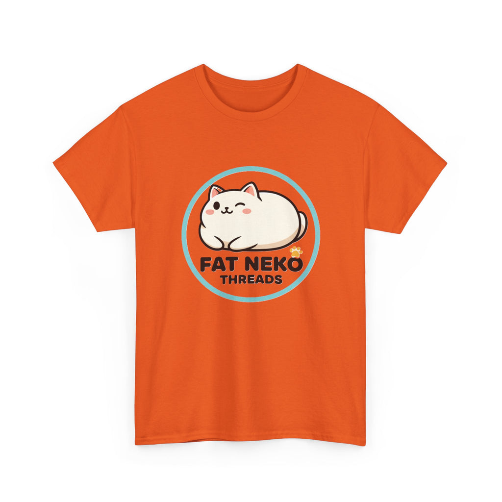 Cute Fat Neko Threads T-Shirt — Kawaii Cat Logo Tee - Adult