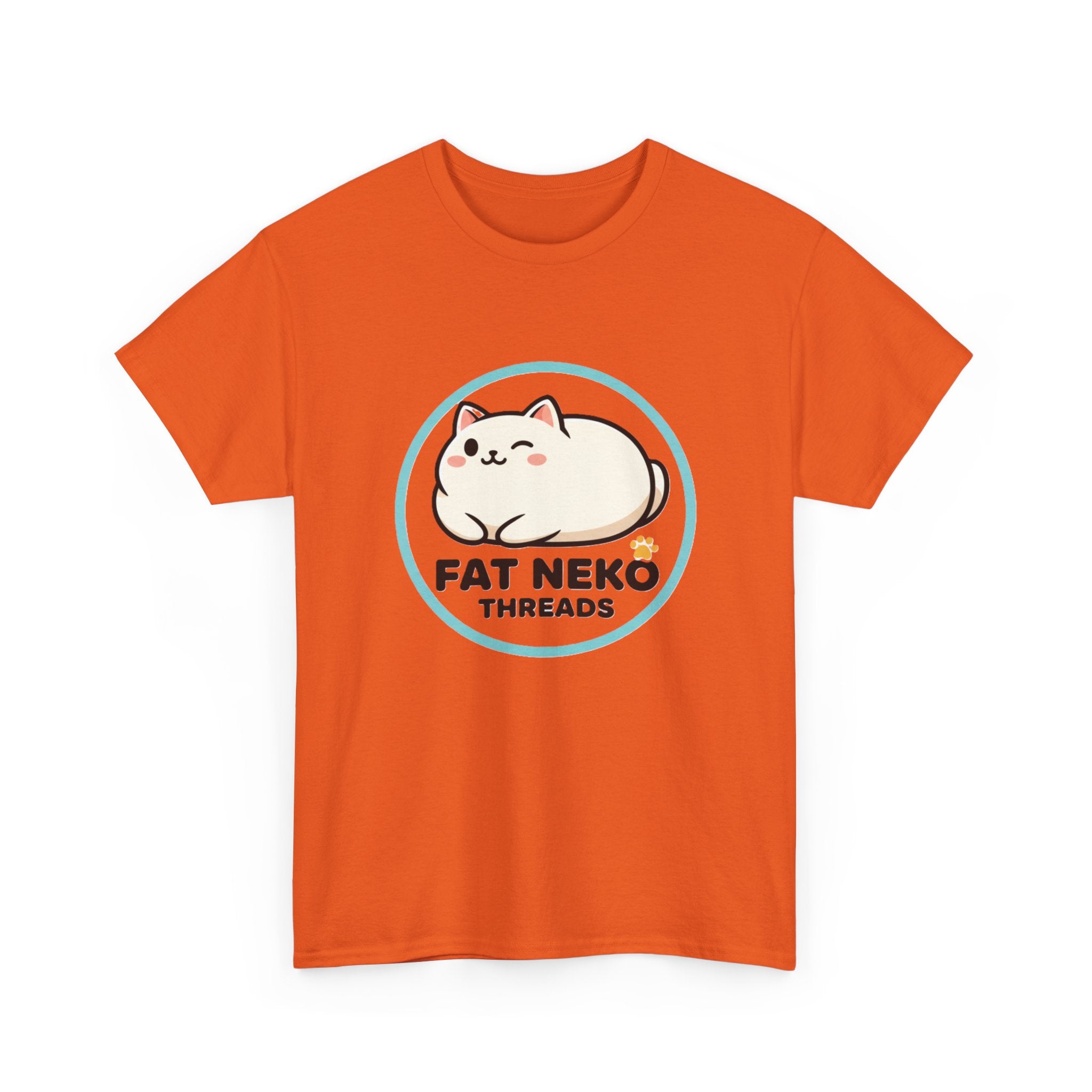 Cute Fat Neko Threads T-Shirt — Kawaii Cat Logo Tee - Adult