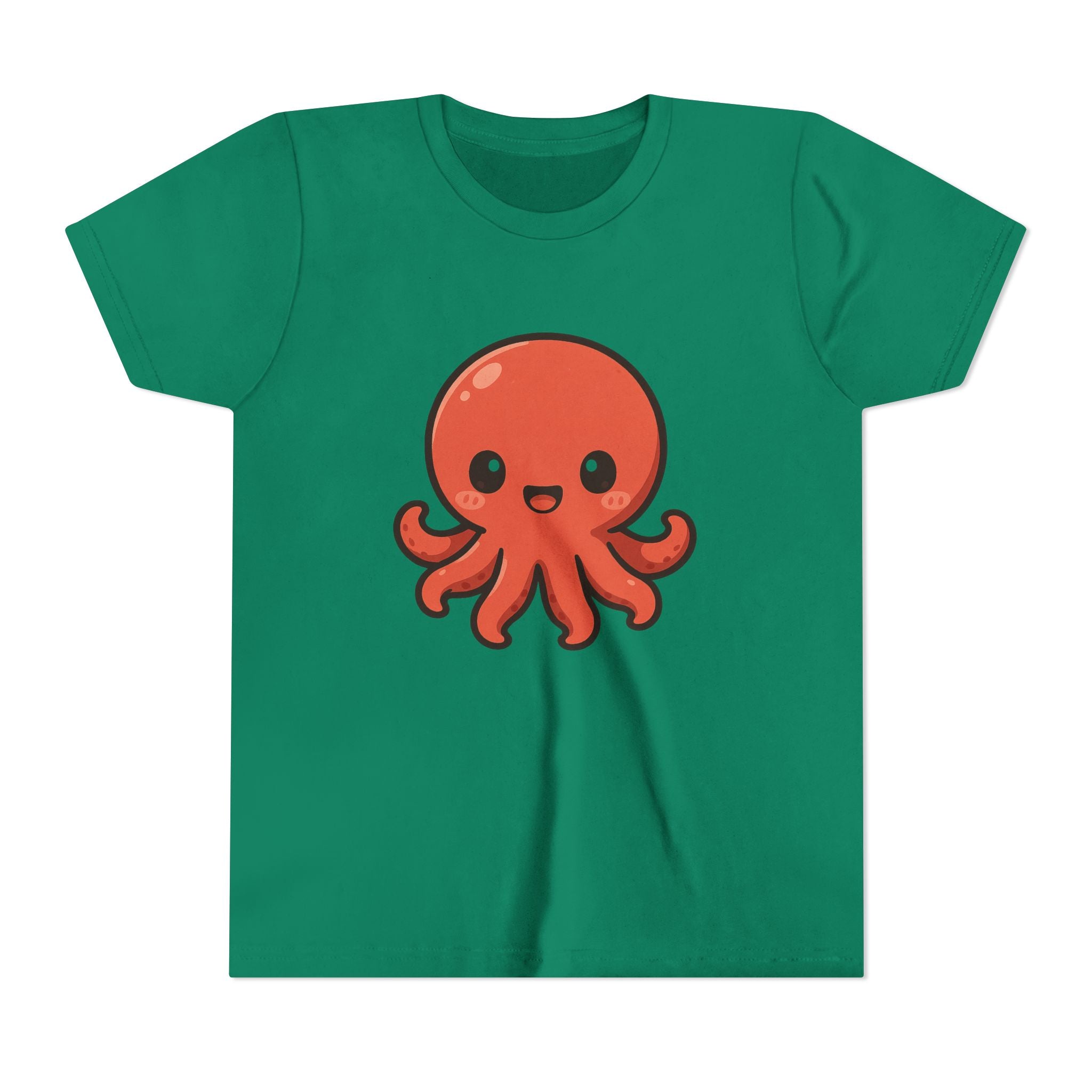 Cute Red Octopus Youth Tee — Kawaii Sea Animal Kids T-Shirt