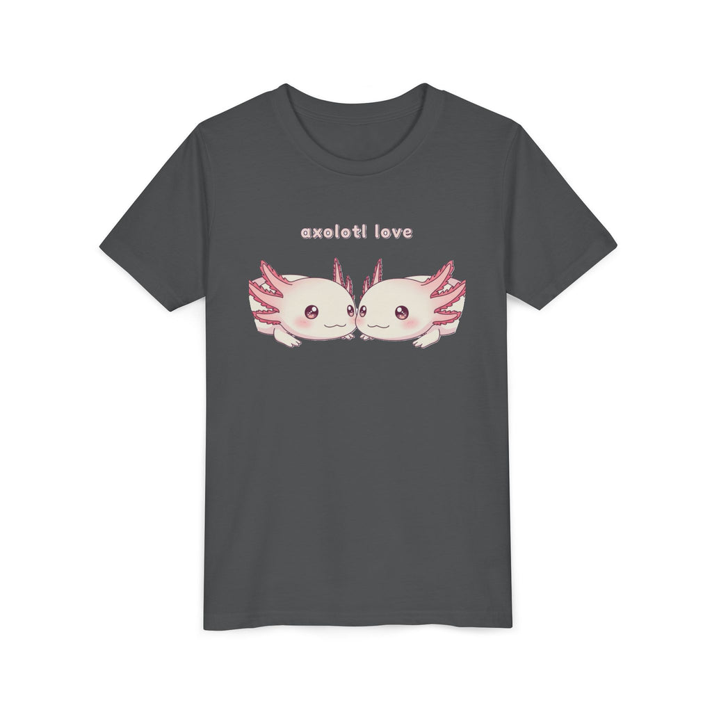 Youth Tee — 'Axolotl Love' Cute Kissing Axolotl Salamander Kids Shirt - Kids