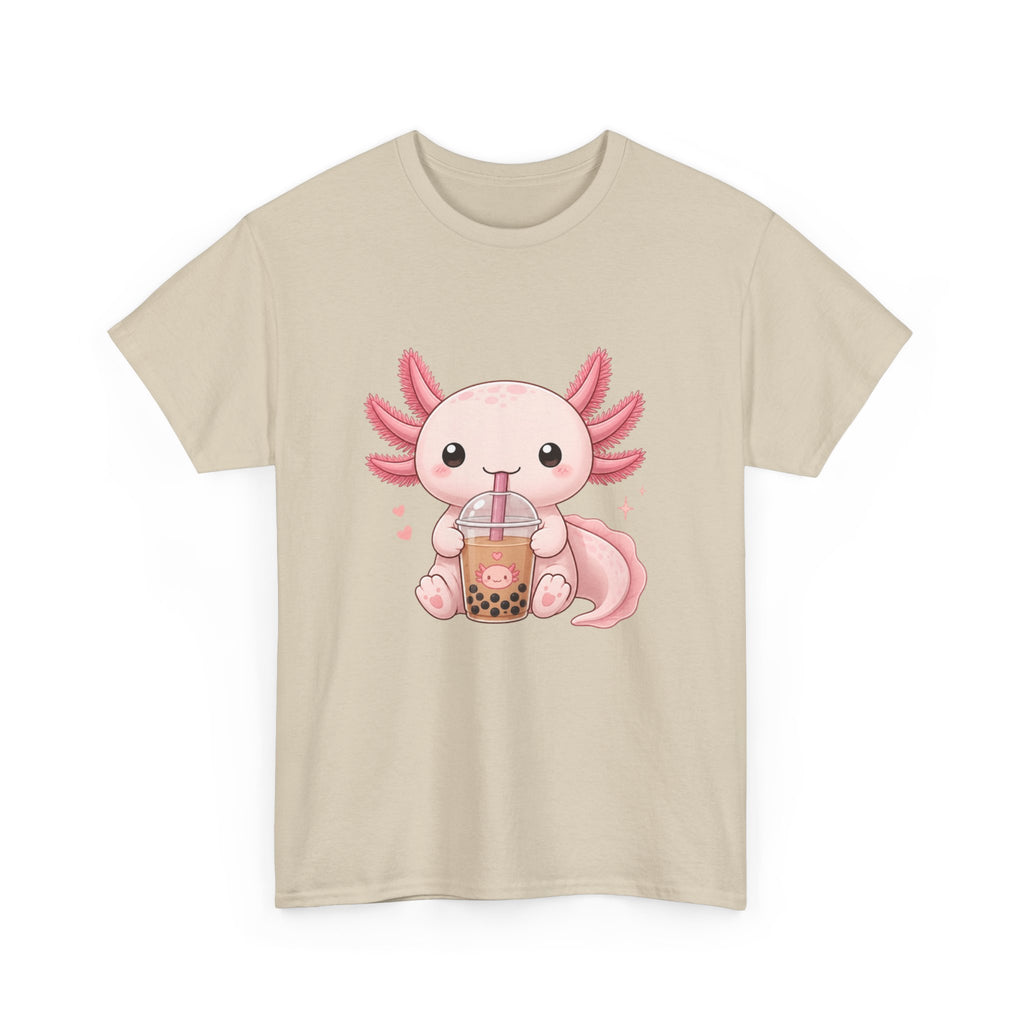 Axolotl Drinking Bubble Tea T-Shirt — Cute Kawaii Boba Tee - Adult