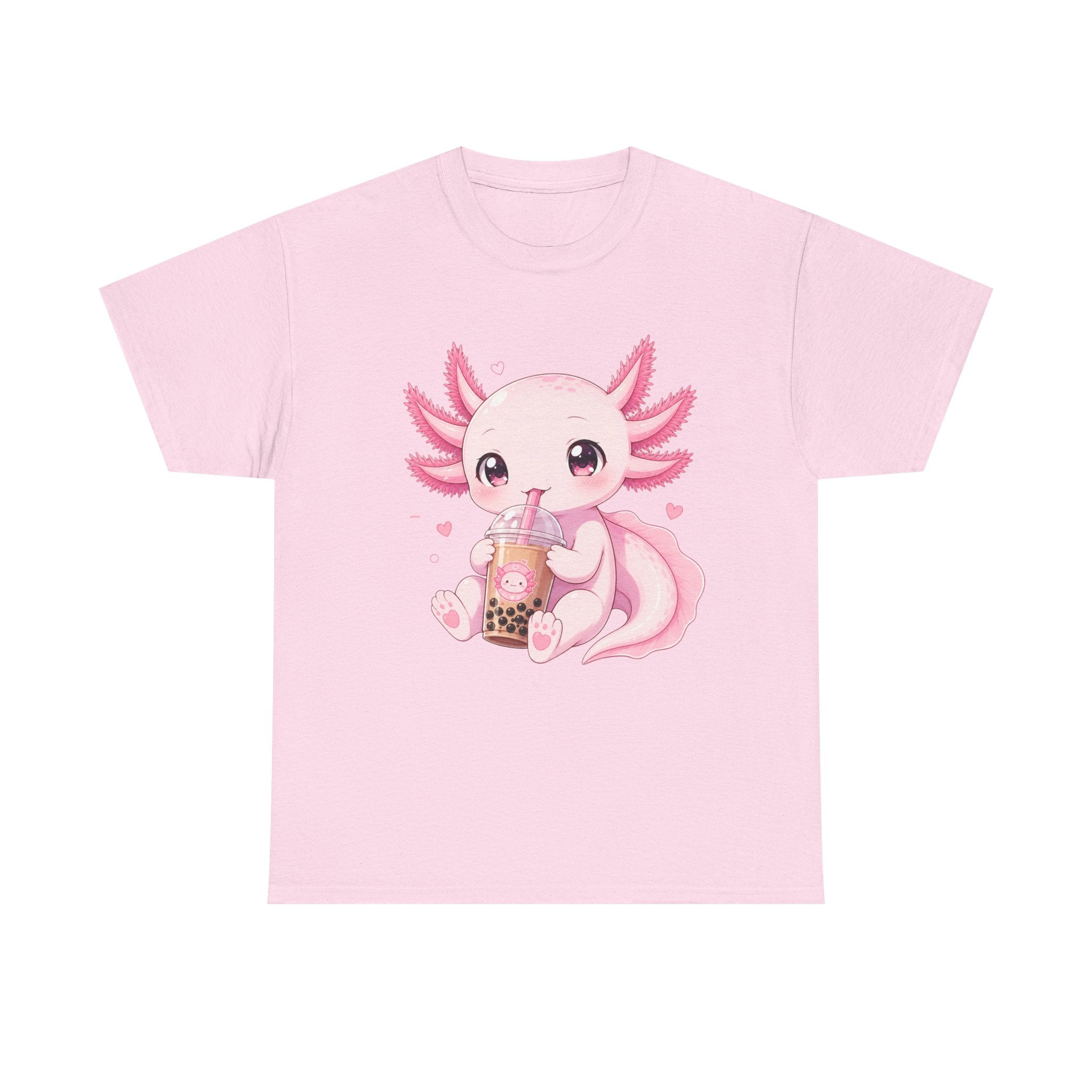 Axolotl Bubble Tea Tee — Cute Pink Axolotl Drinking Boba T-Shirt - Adult