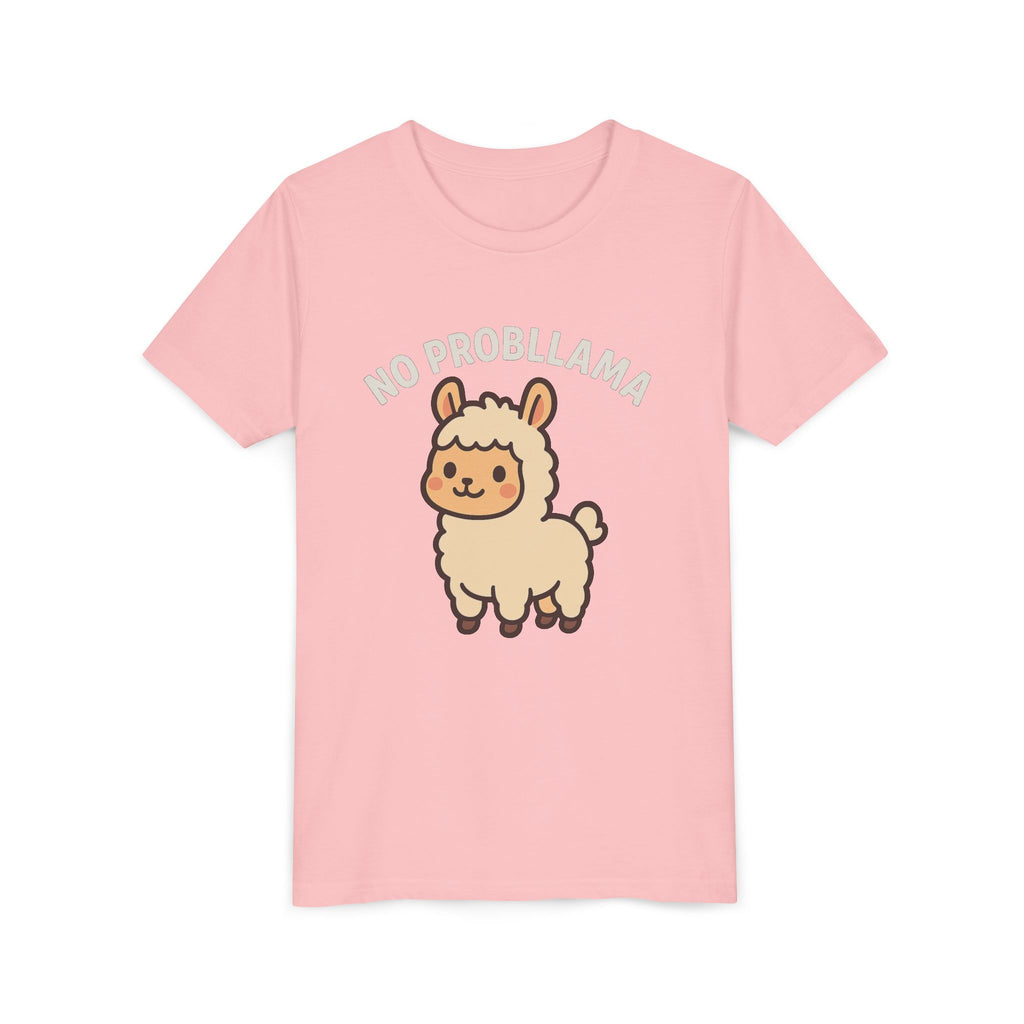 No Probllama Youth Tee – Cute Llama Kids Short Sleeve Shirt