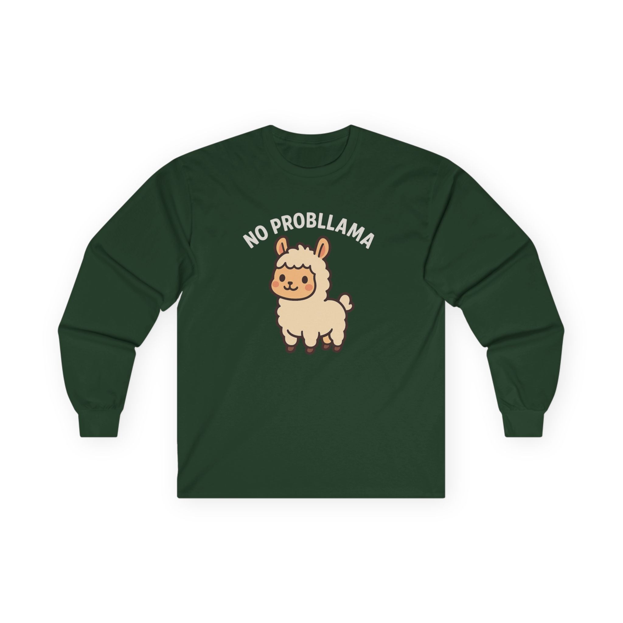 No Probllama Cute Llama Long Sleeve Tee - Adult