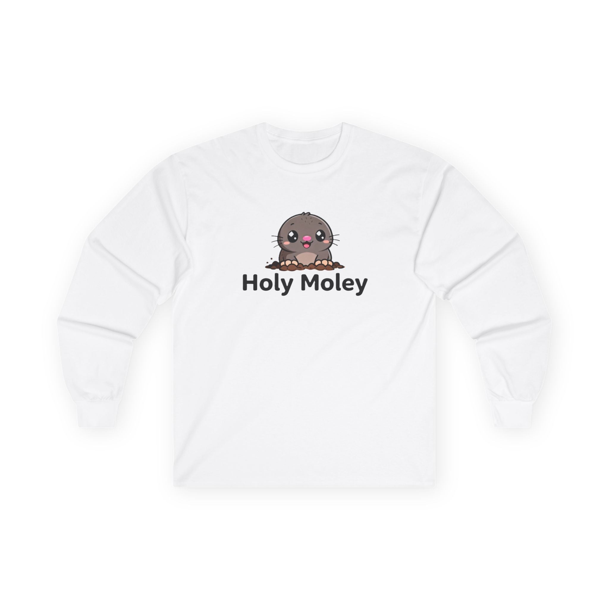 Holy Moley Cute Mole Long Sleeve Tee — Funny Animal Graphic Shirt - Adult