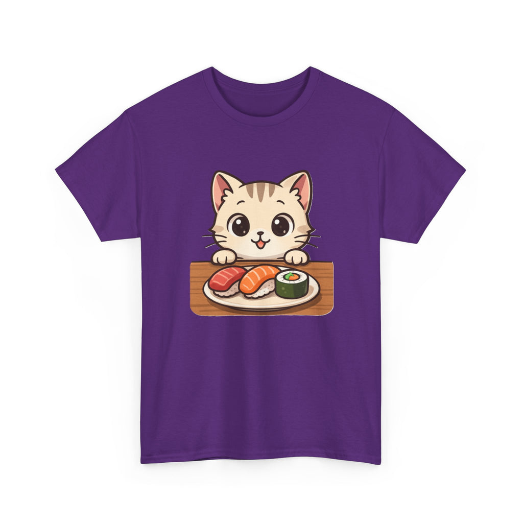 Cat & Sushi T-Shirt — Cute Kawaii Kitty with Sushi Graphic - Adult