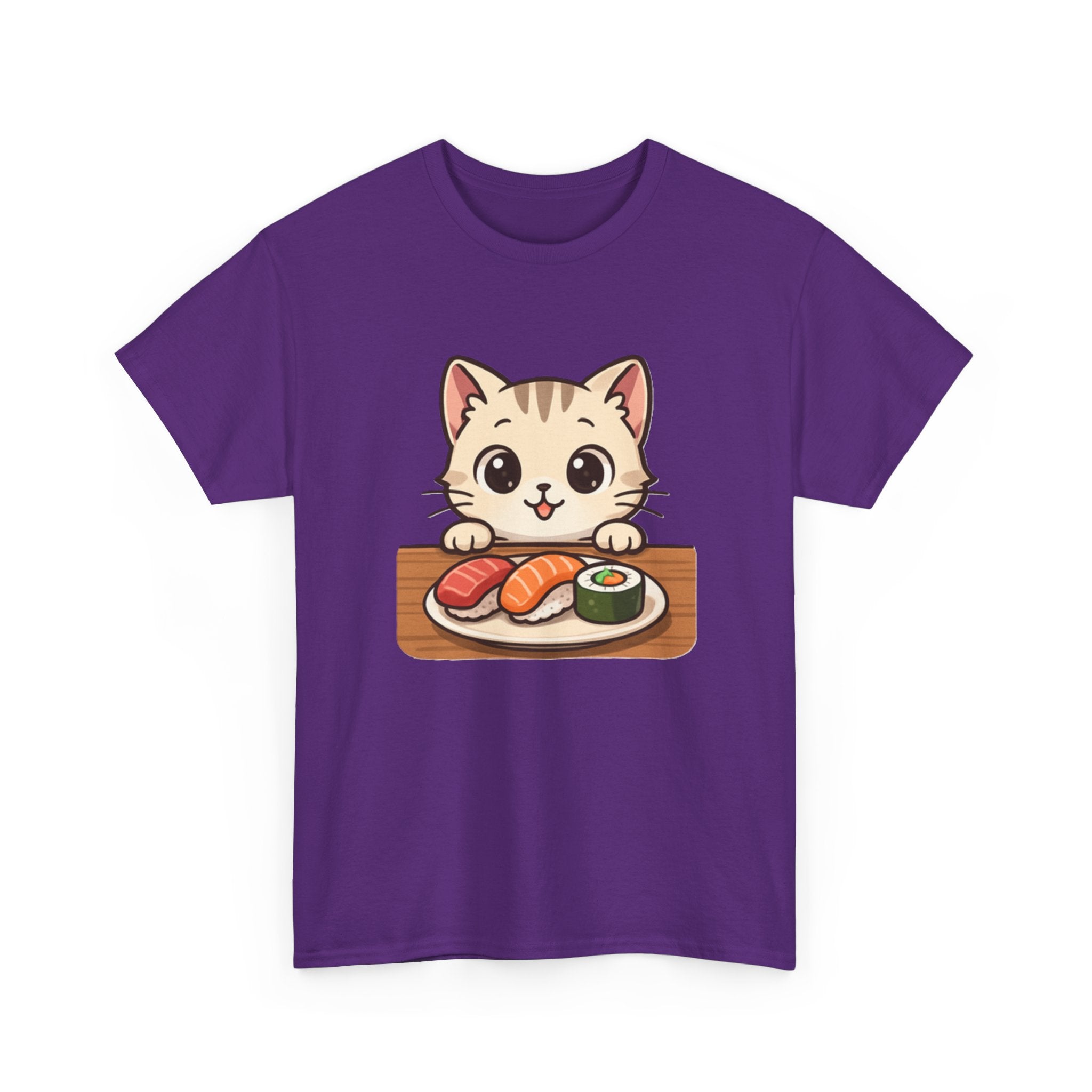 Cat & Sushi T-Shirt — Cute Kawaii Kitty with Sushi Graphic - Adult