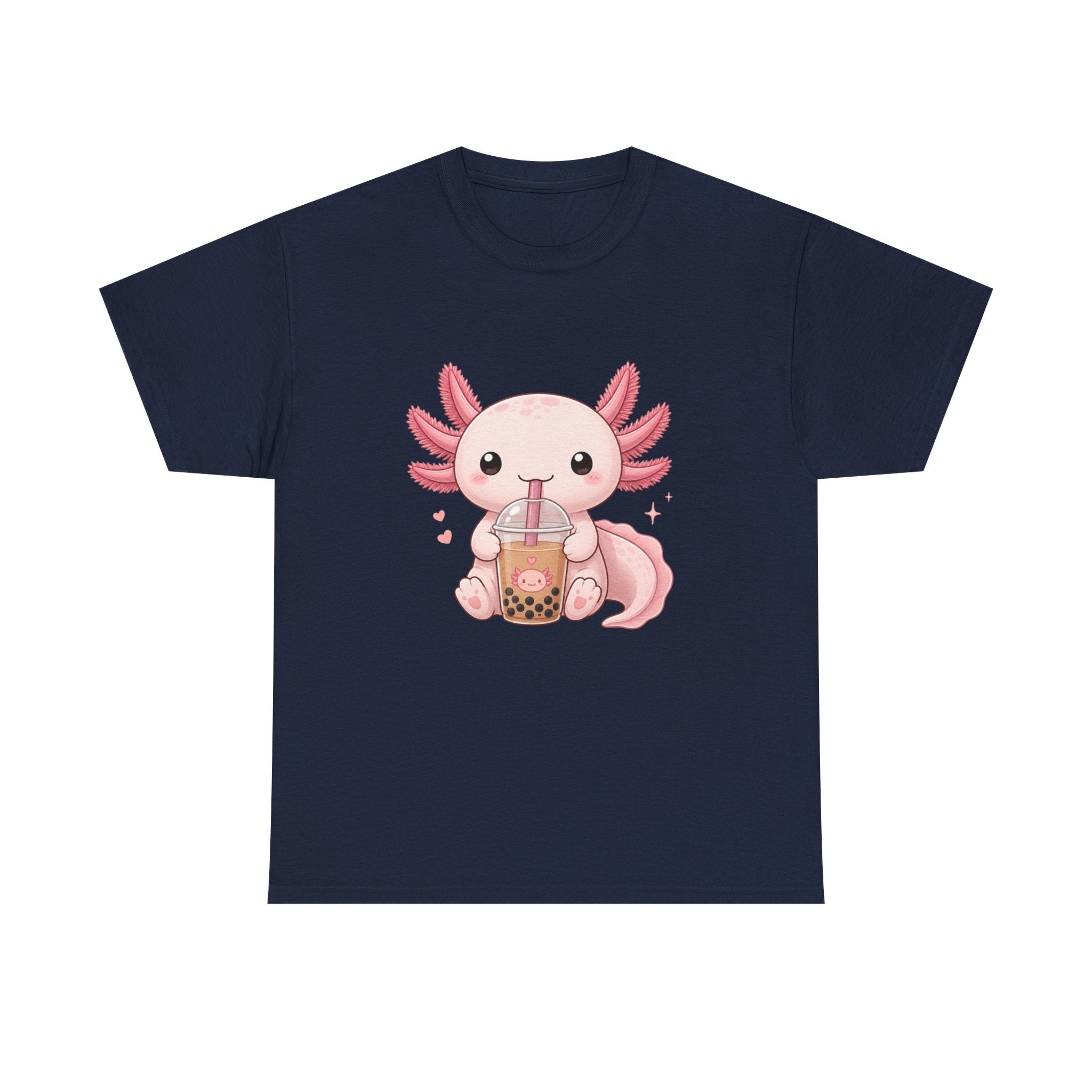 Axolotl Drinking Bubble Tea T-Shirt — Cute Kawaii Boba Tee - Adult