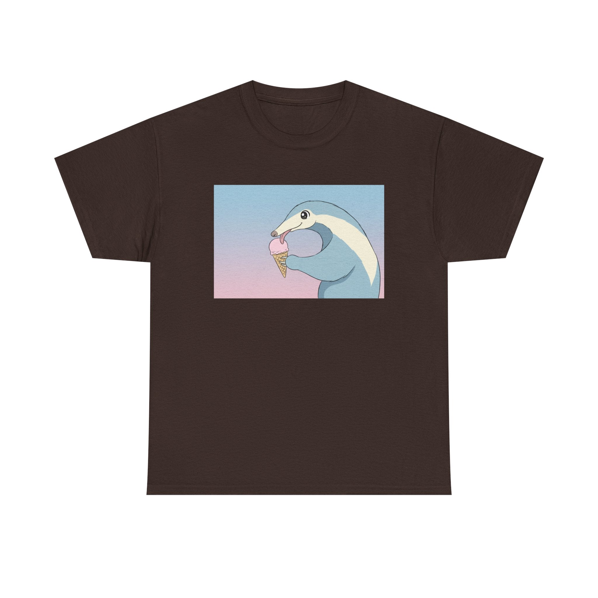 Anteater Eating Ice Cream T-Shirt — Cute Pastel Animal Graphic Tee - Adult