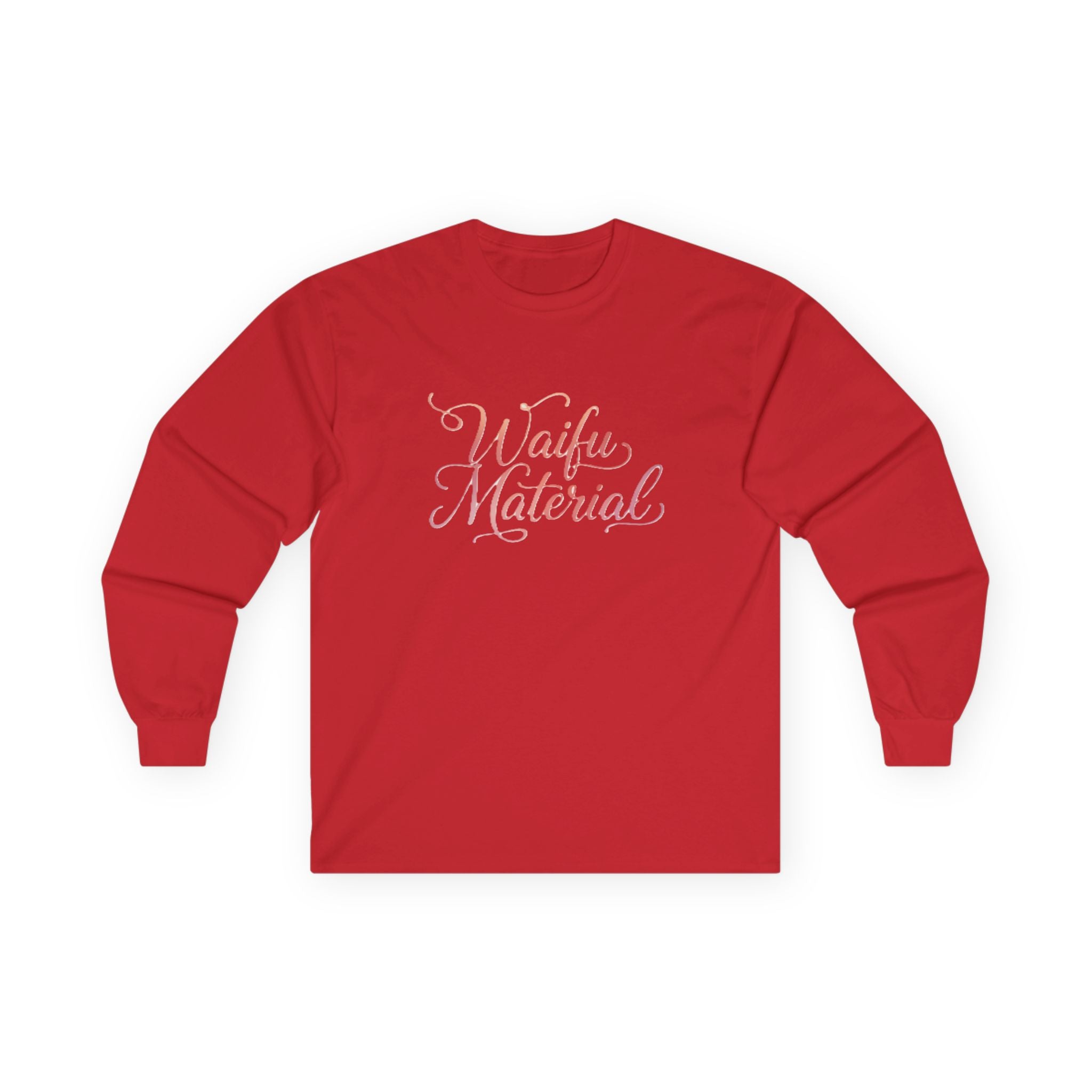 Long Sleeve Tee — "Waifu Material" Script Design - Adult