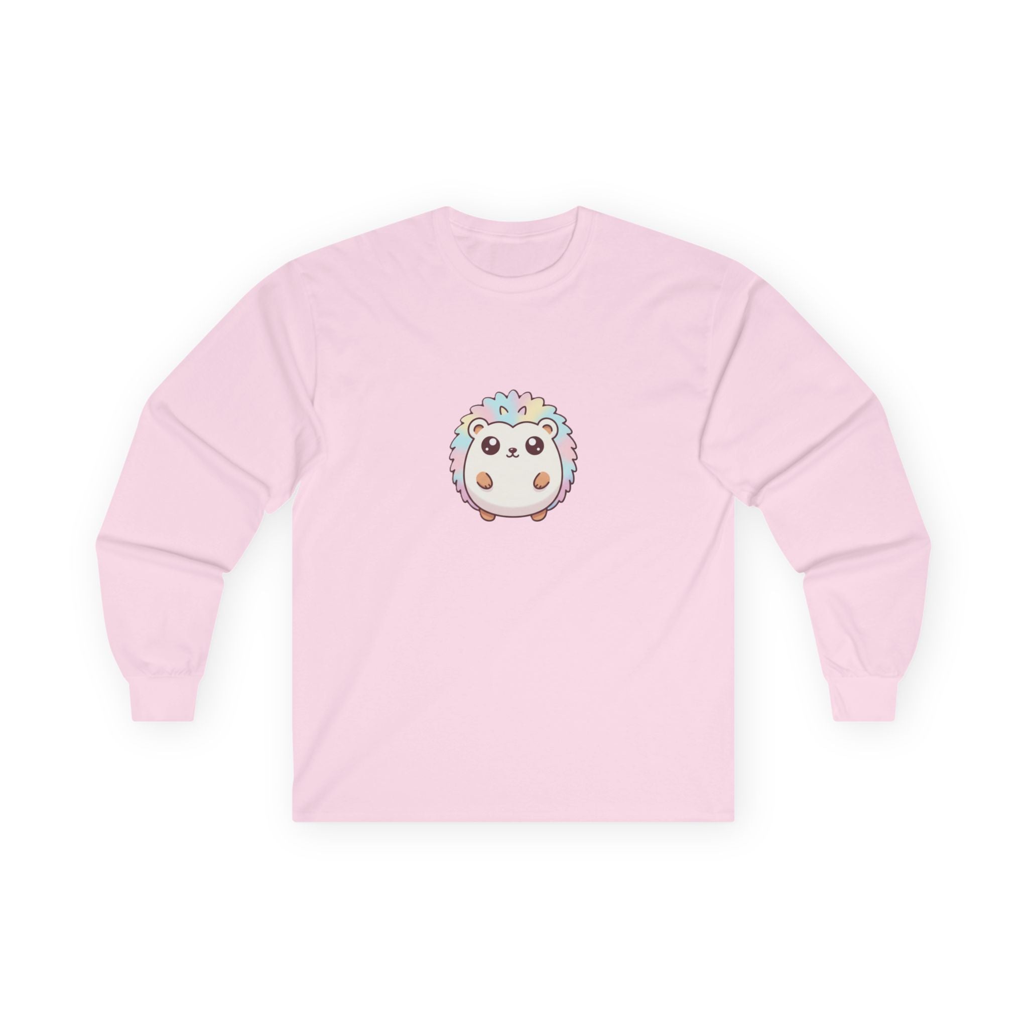 Cute Pastel Hedgehog Long Sleeve Tee — Kawaii Animal Shirt - Adult