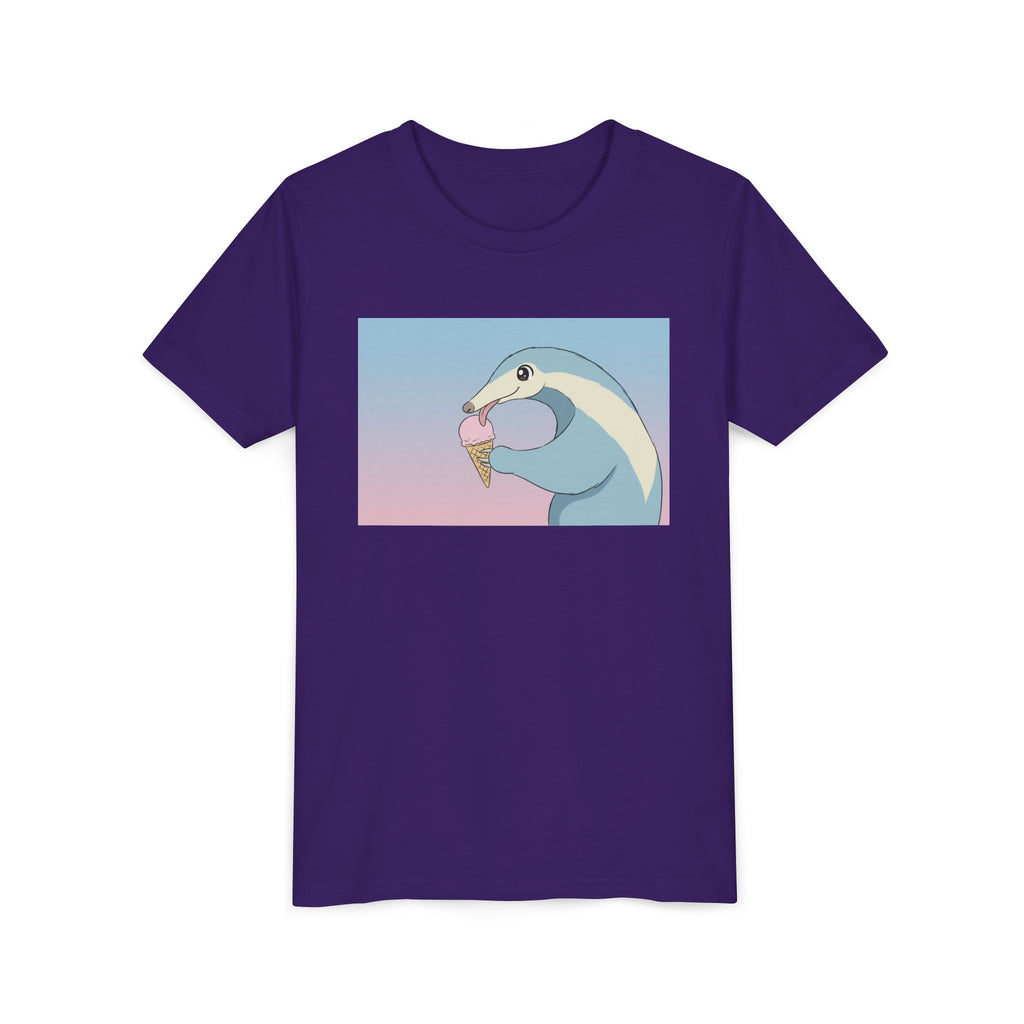 Anteater Eating Ice Cream Kids Tee — Cute Pastel Animal Graphic Youth T-Shirt - Kids