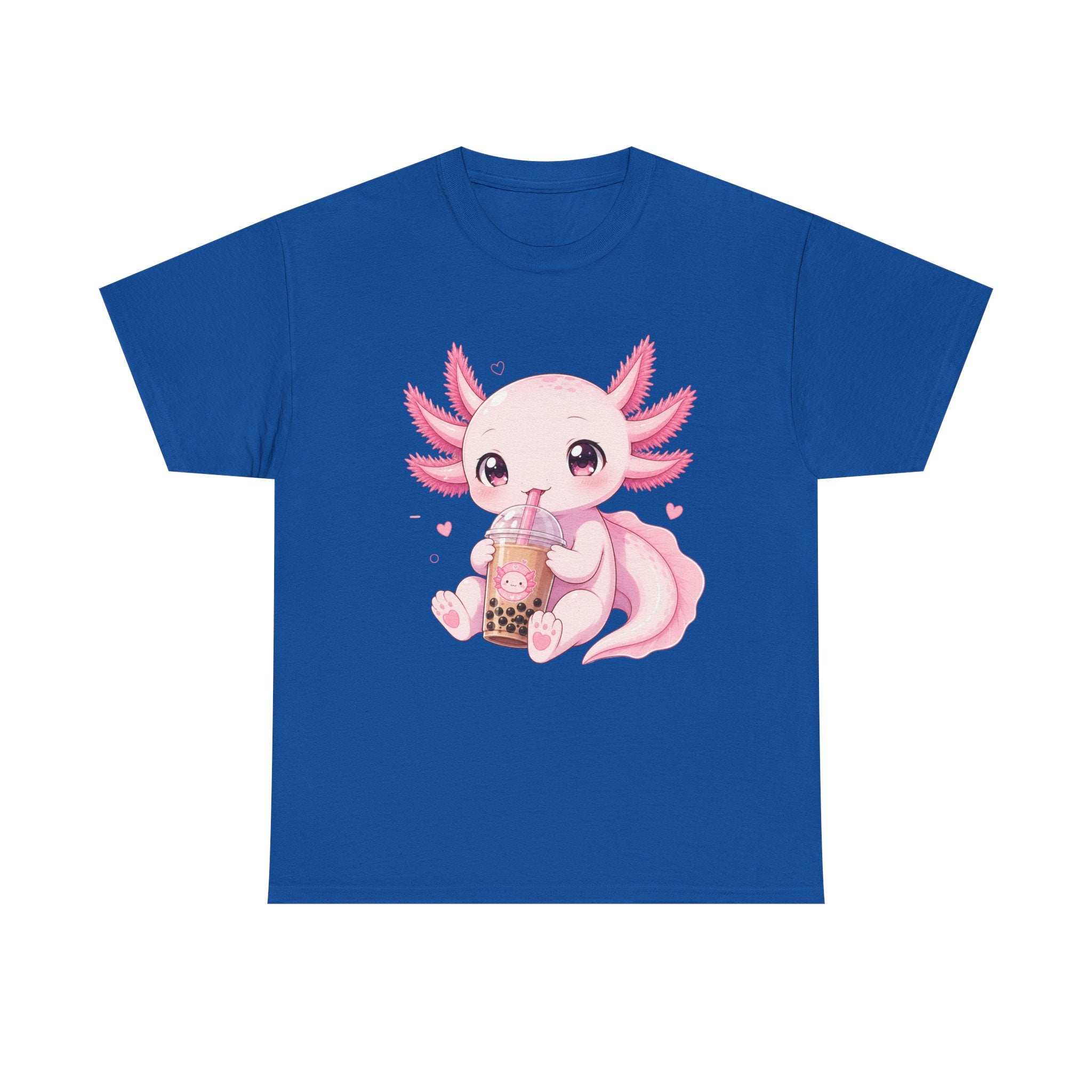 Axolotl Bubble Tea Tee — Cute Pink Axolotl Drinking Boba T-Shirt - Adult