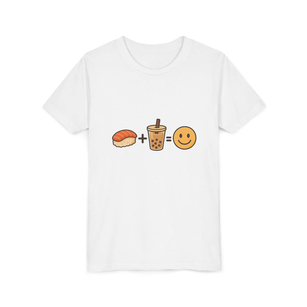 Youth Tee — Sushi + Bubble Tea = Happy Emoji Kids Shirt