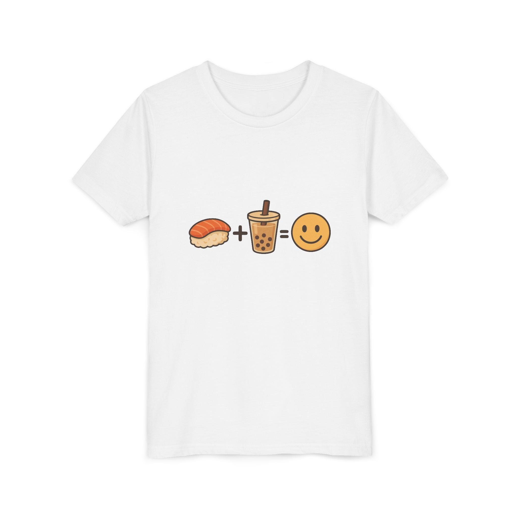 Youth Tee — Sushi + Bubble Tea = Happy Emoji Kids Shirt