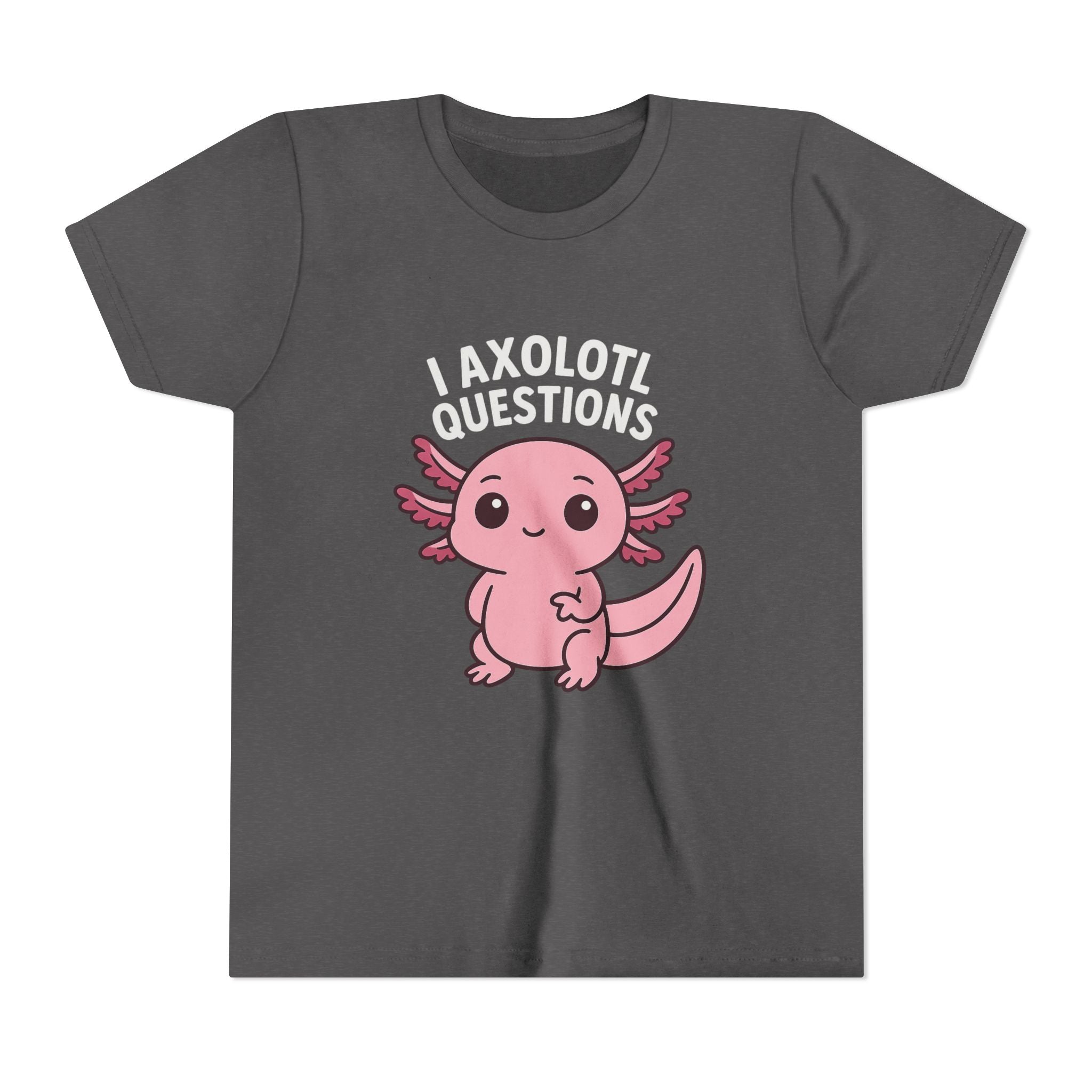 Youth Tee — Cute Pink Axolotl “Axolotl Questions” Kids Shirt