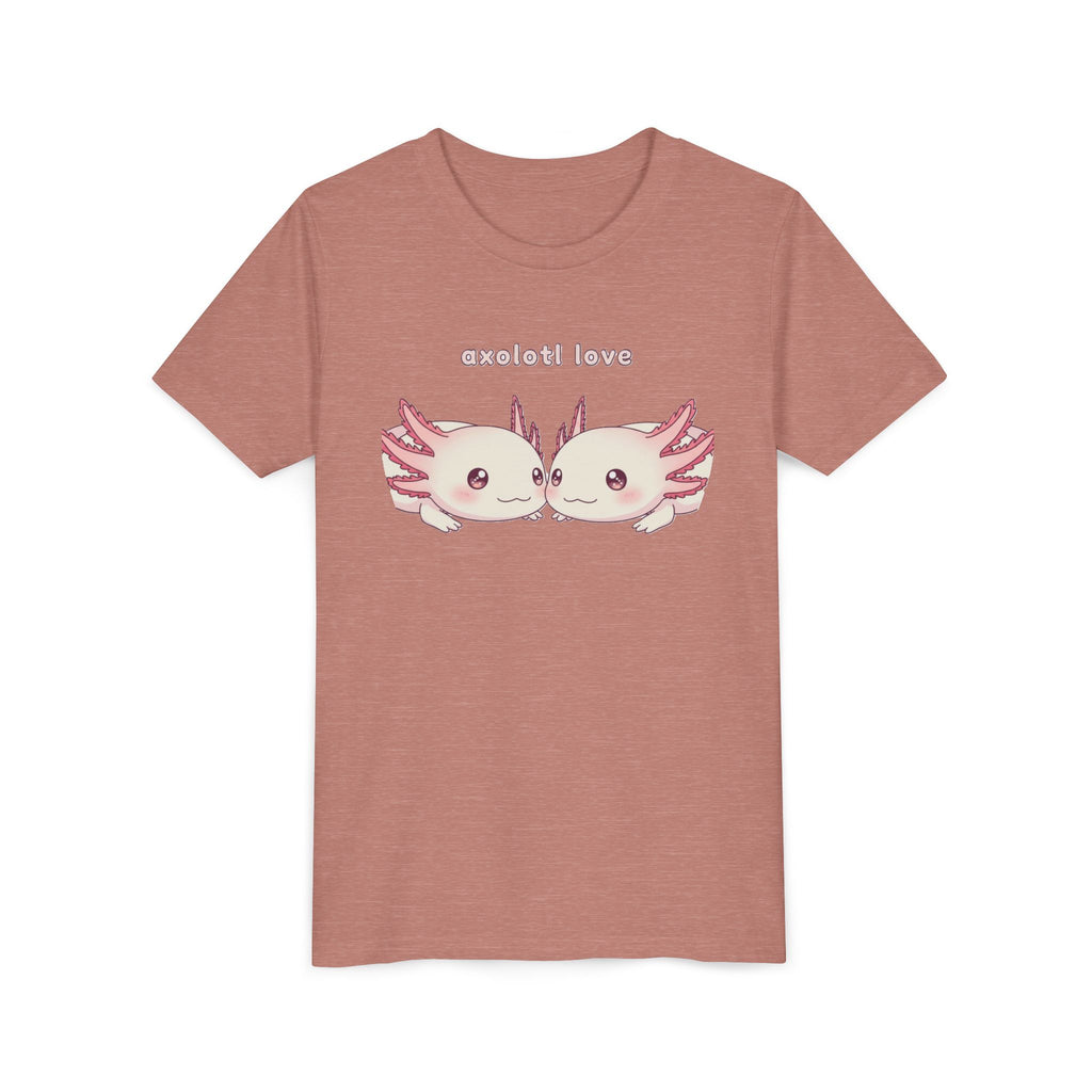Youth Tee — 'Axolotl Love' Cute Kissing Axolotl Salamander Kids Shirt - Kids