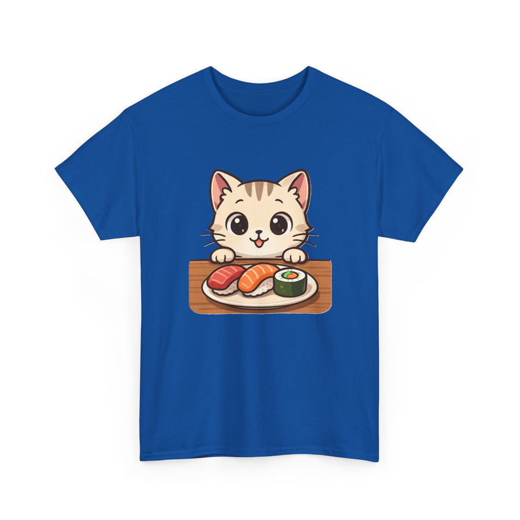 Cat & Sushi T-Shirt — Cute Kawaii Kitty with Sushi Graphic - Adult