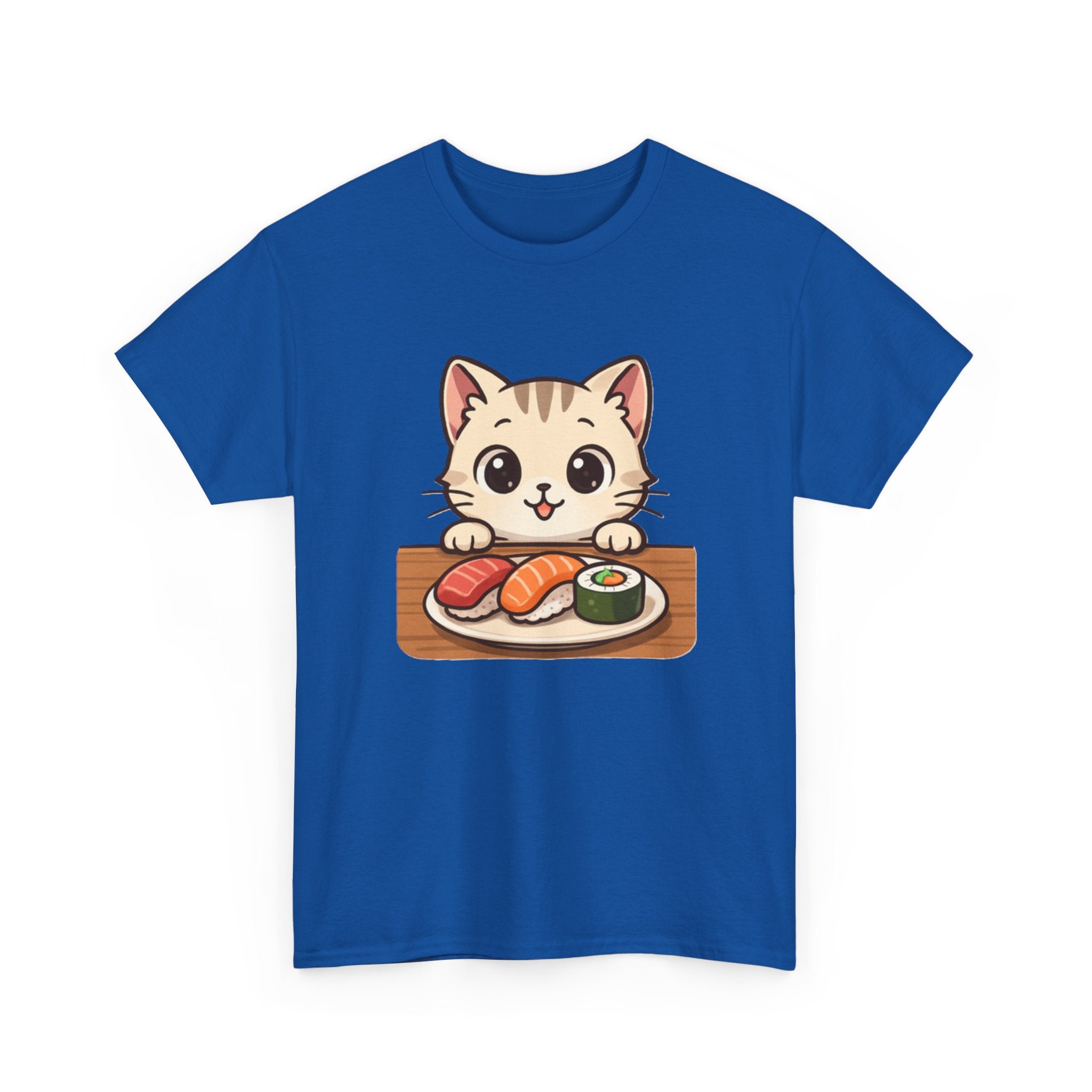Cat & Sushi T-Shirt — Cute Kawaii Kitty with Sushi Graphic - Adult