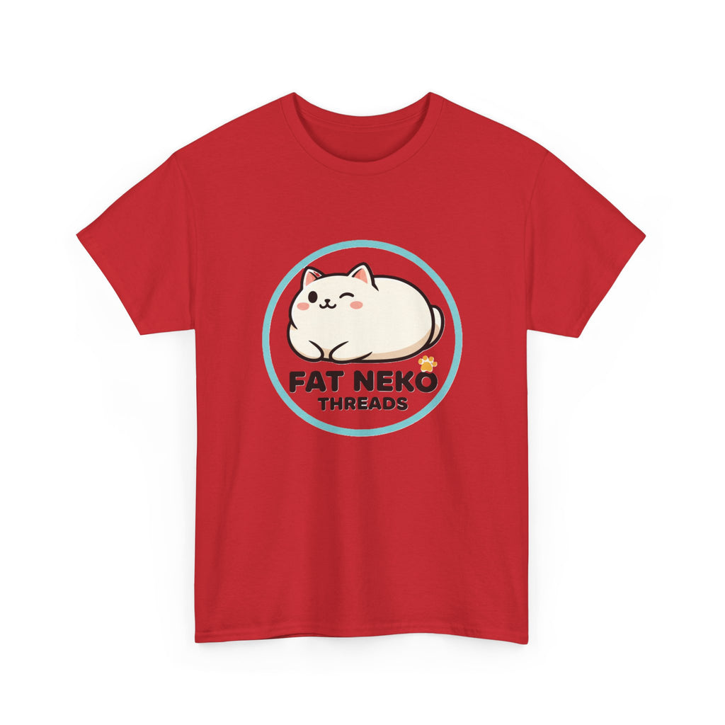 Cute Fat Neko Threads T-Shirt — Kawaii Cat Logo Tee - Adult
