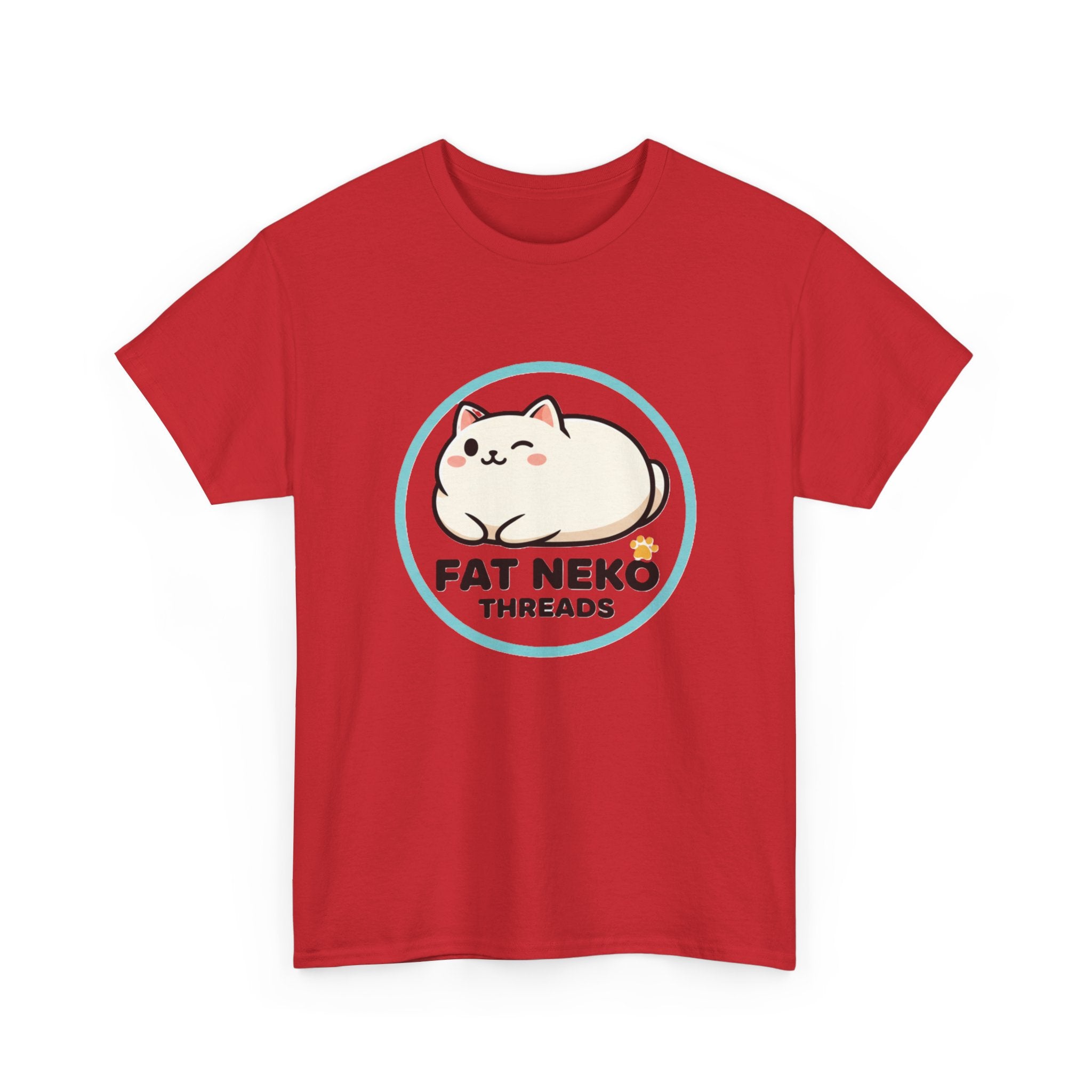 Cute Fat Neko Threads T-Shirt — Kawaii Cat Logo Tee - Adult