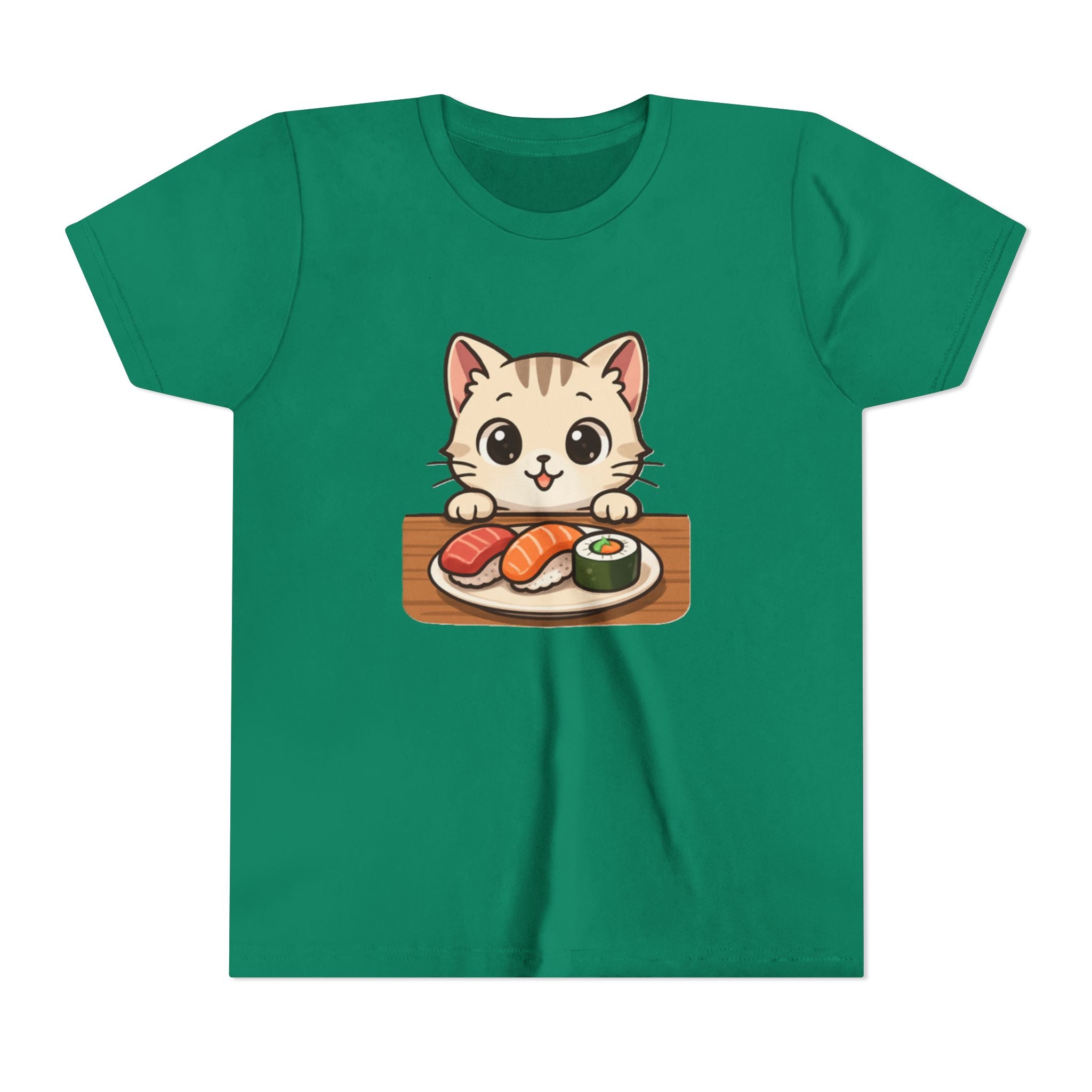 Kids Sushi Cat T-Shirt — Cute Kitty Eating Sushi Youth Tee