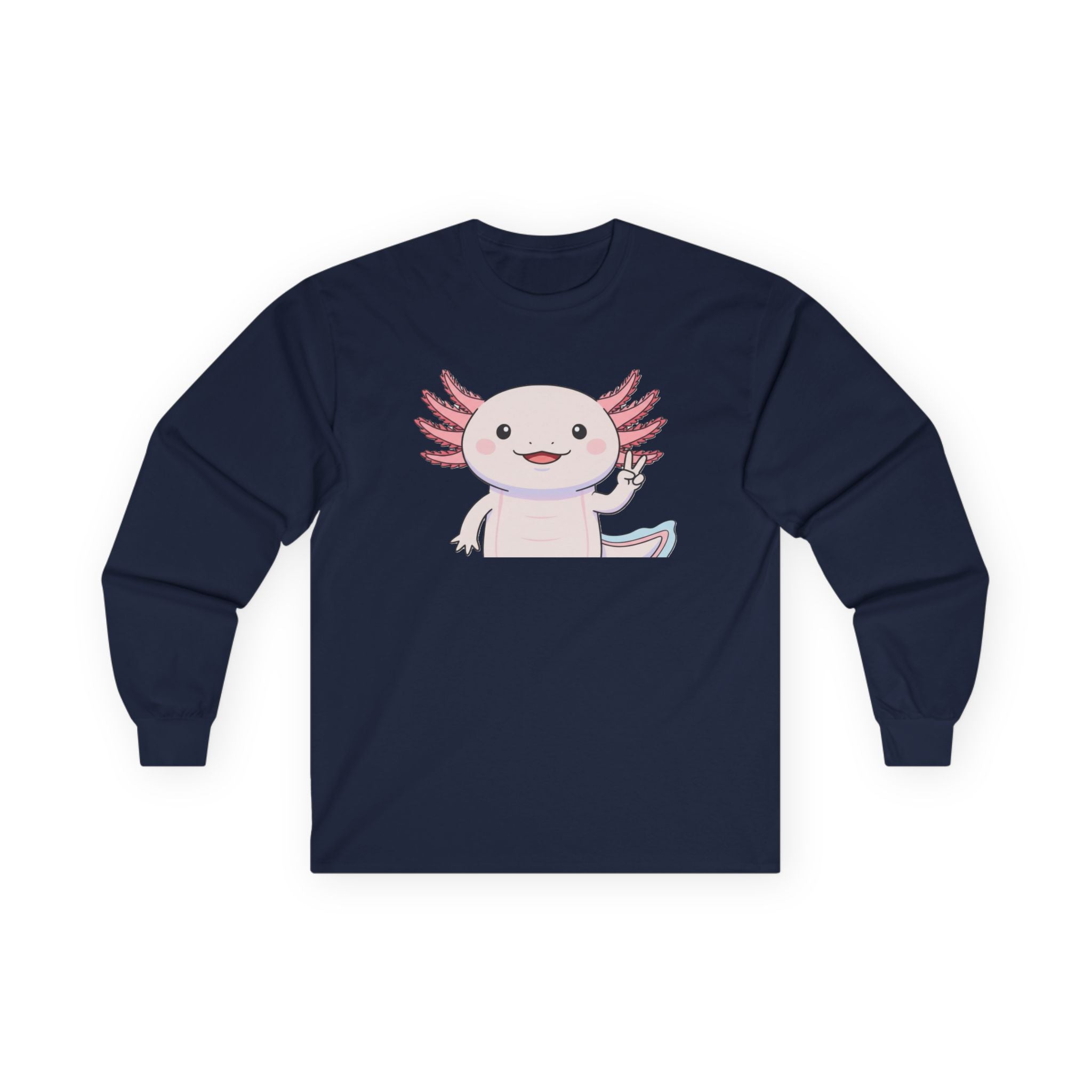 Cute Axolotl Long Sleeve Tee – Pastel Kawaii Salamander Shirt - Adult