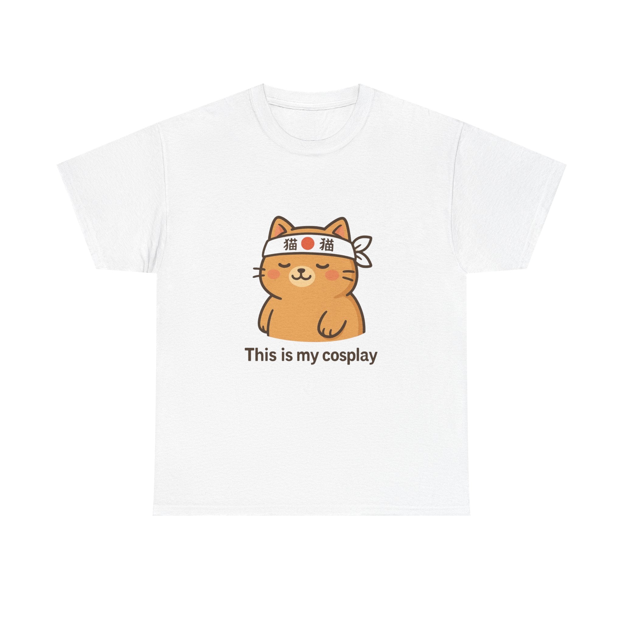 Cat Cosplay T‑Shirt — Cute Kawaii Cat Wearing Hachimaki "This is my cosplay" - Adult