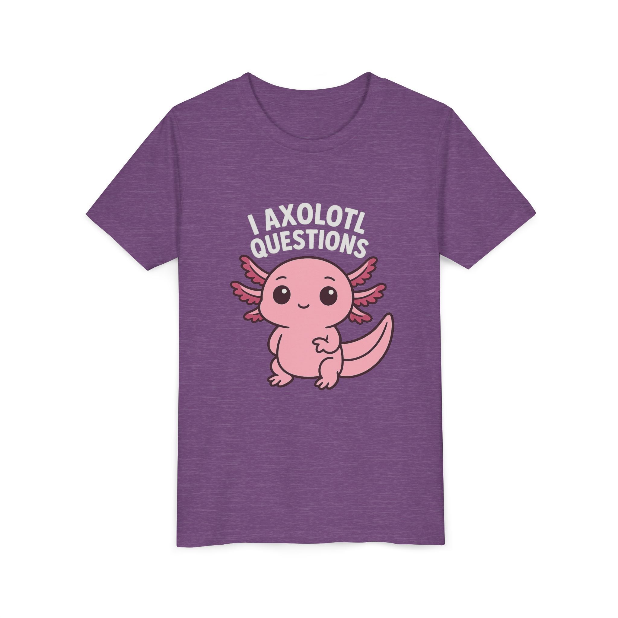 Youth Tee — Cute Pink Axolotl “Axolotl Questions” Kids Shirt