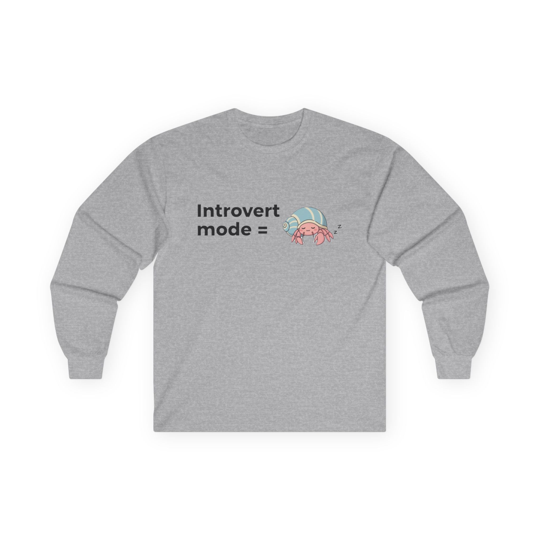 Introvert Mode Hermit Crab Long Sleeve Tee — Cute Shy Hermit Crab Graphic - Adult